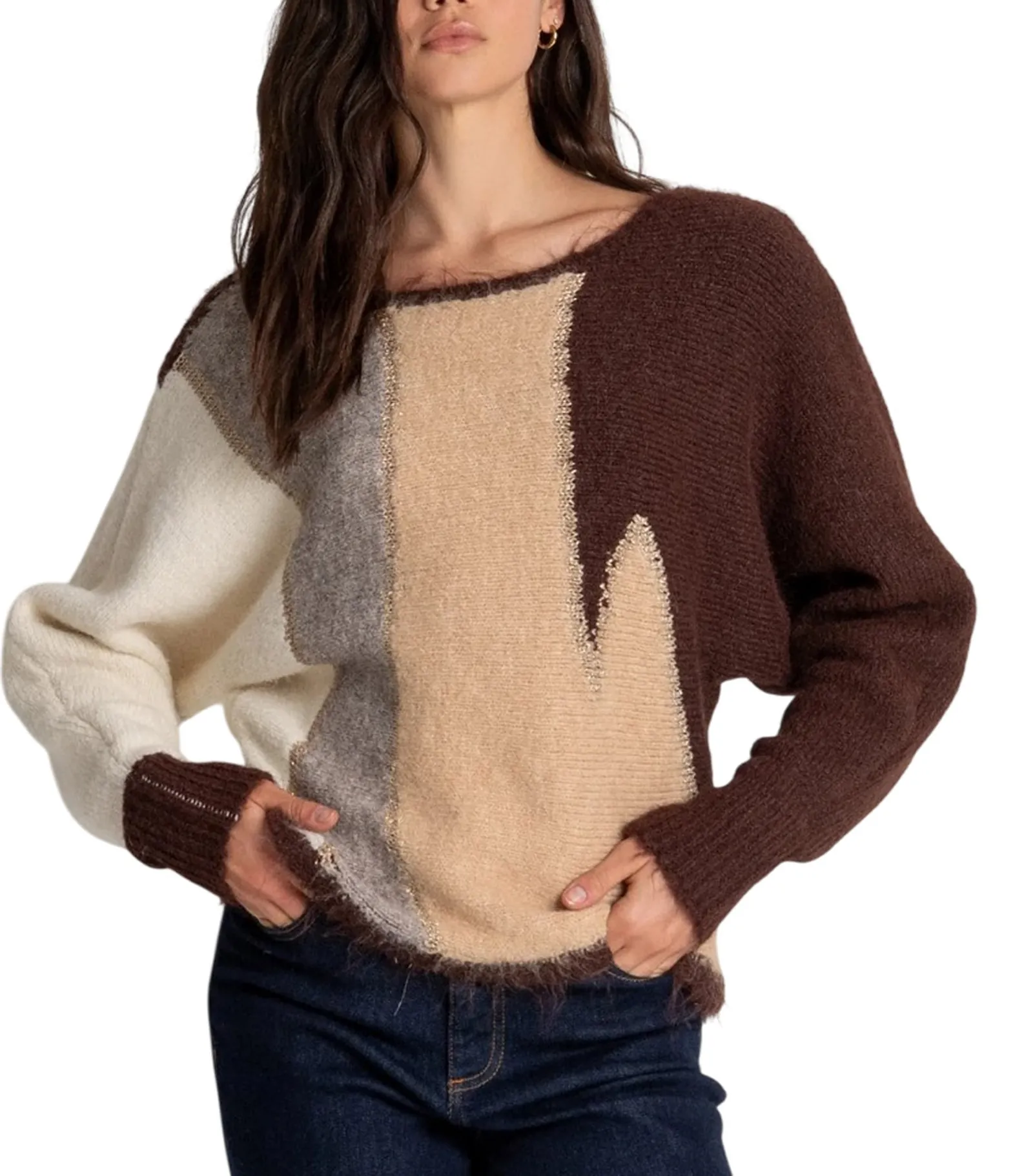 Fracomina Maglia Over Multicolore Marrone Fy26Wt7065K563F8 195023