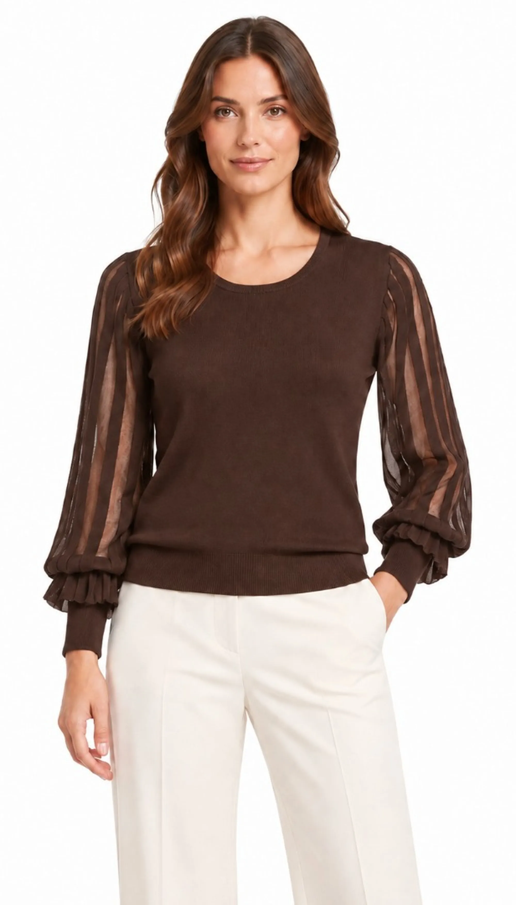 Fracomina B'Regular Sweater With Sleeves' Caffe Fr26Wt7030K416F9 191732