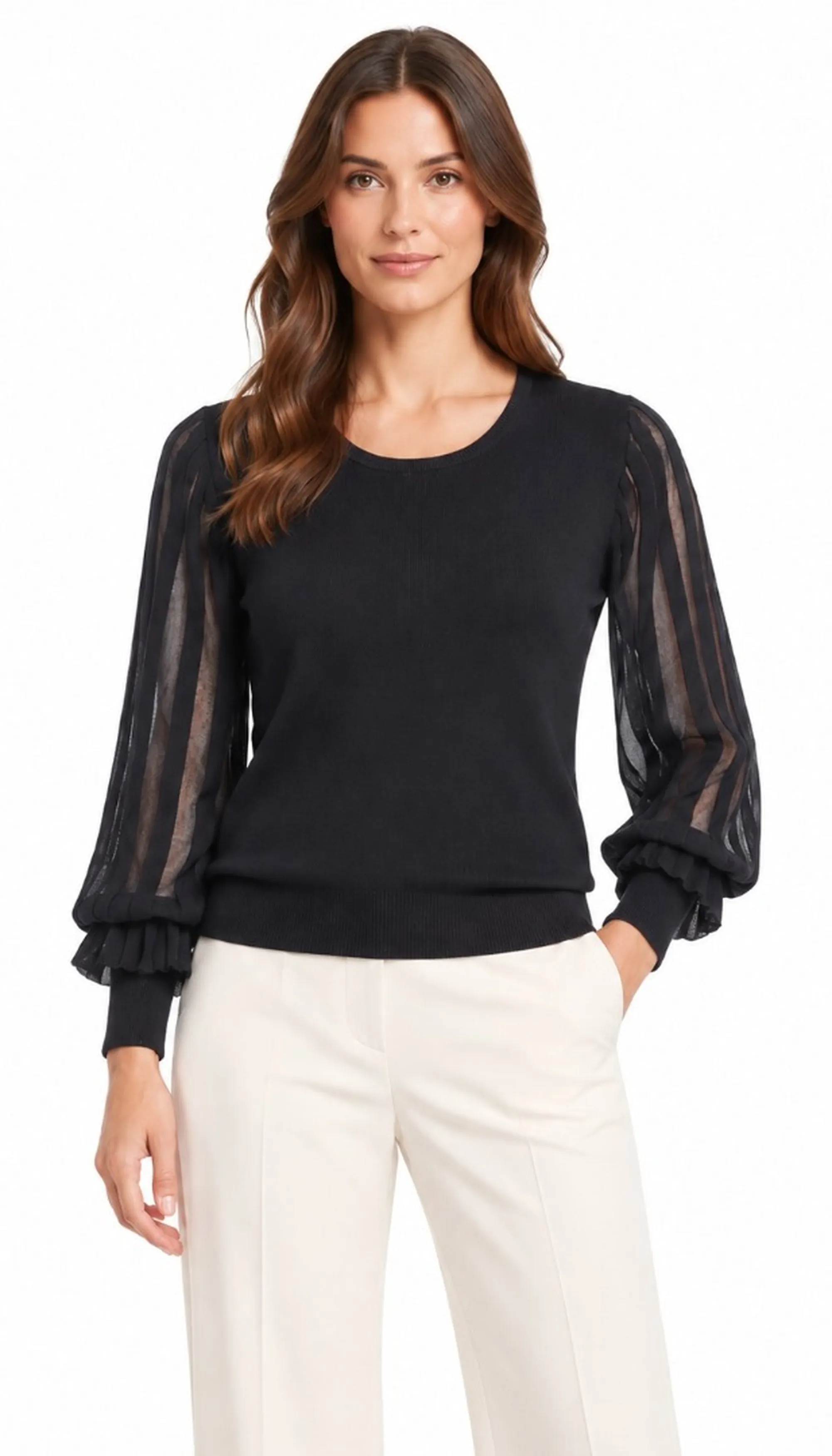 Fracomina B'Regular Sweater With Sleeves' Black Fr26Wt7030K416F9 191735