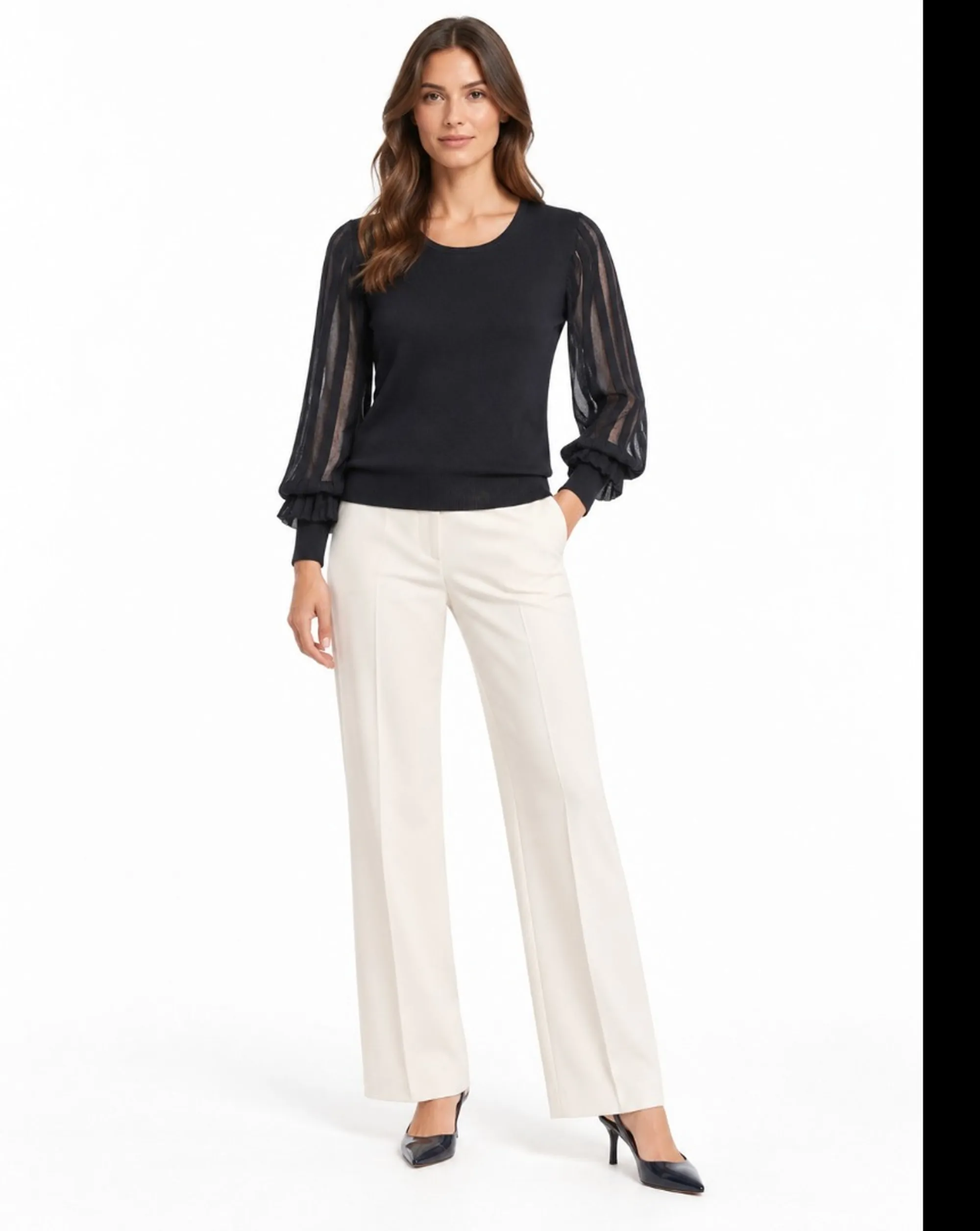 Fracomina B'Regular Sweater With Sleeves' Black Fr26Wt7030K416F9 191736