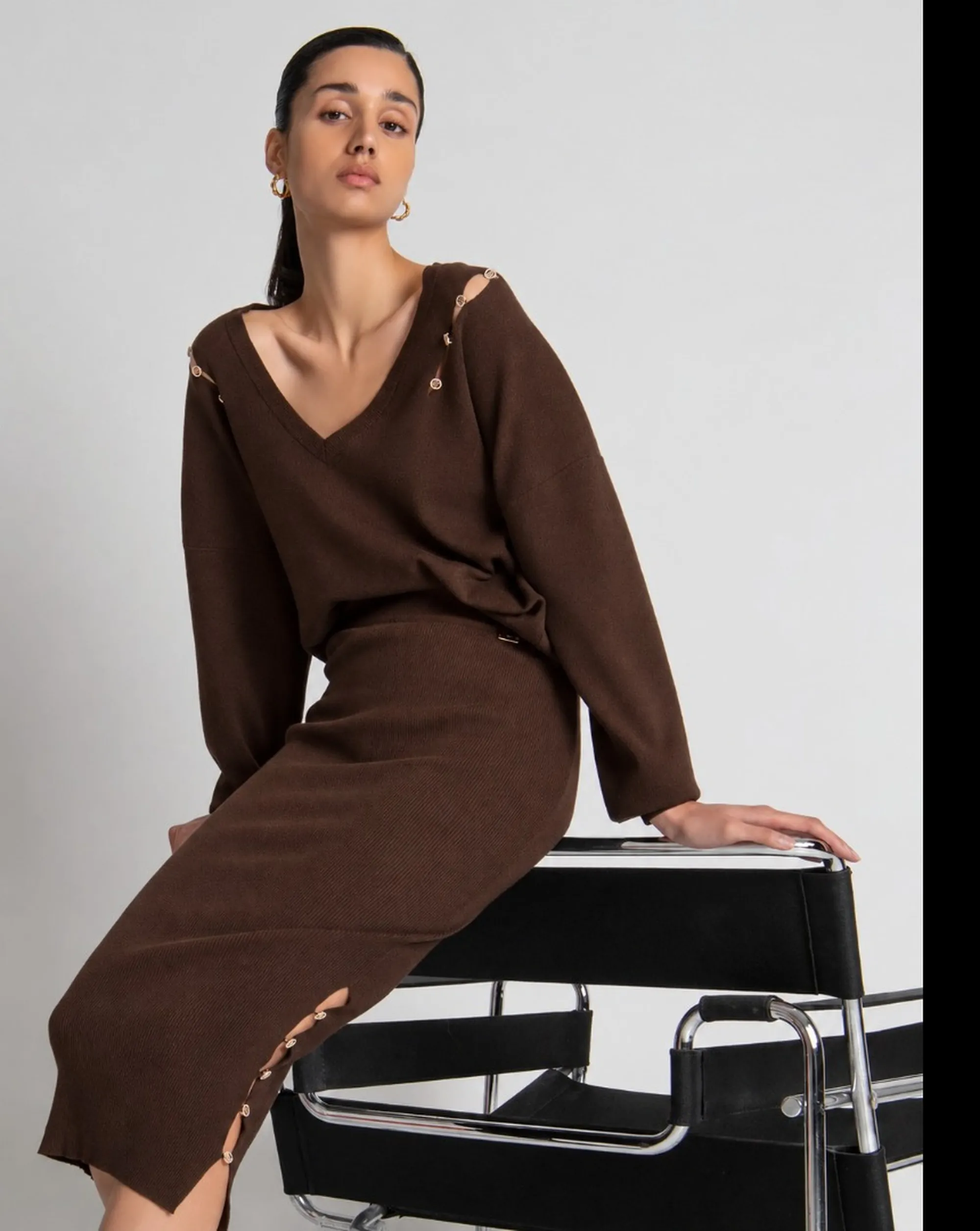 Fracomina B'Regular V Neck Sweater' Brown Fs26Wt7004K56501 191743