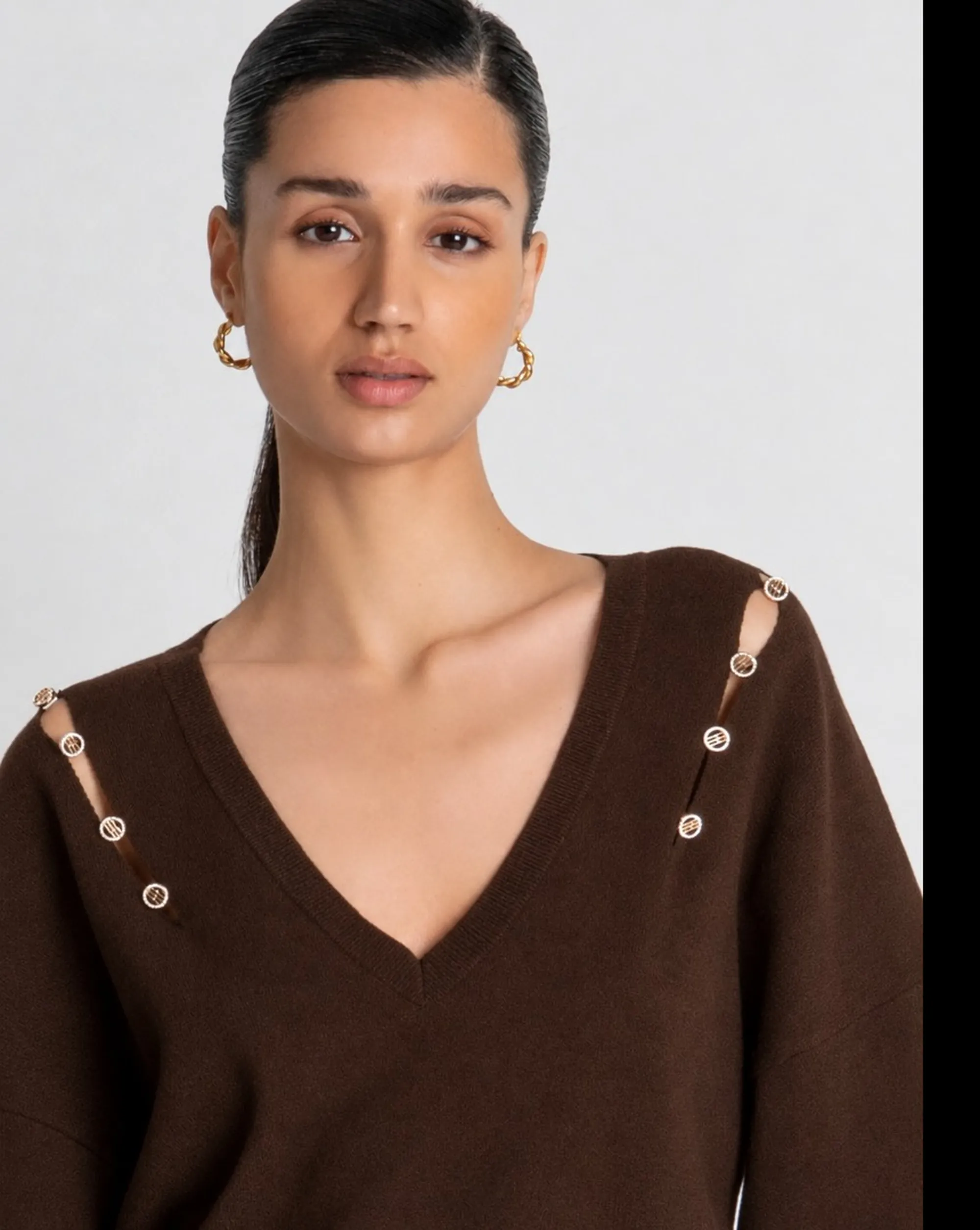 Fracomina B'Regular V Neck Sweater' Brown Fs26Wt7004K56501 191745
