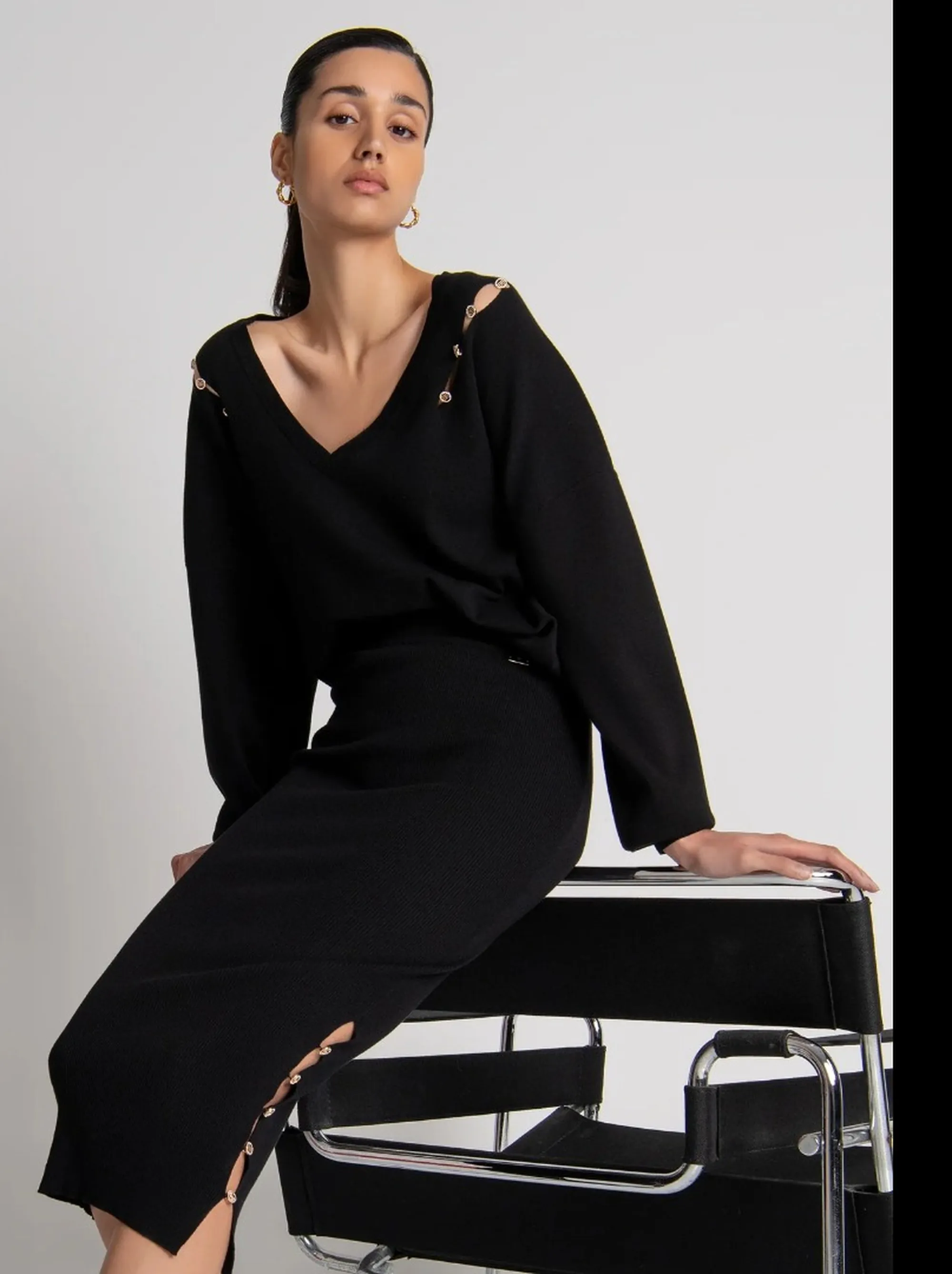 Fracomina B'Regular V Neck Sweater' Black Fs26Wt7004K56501 191746