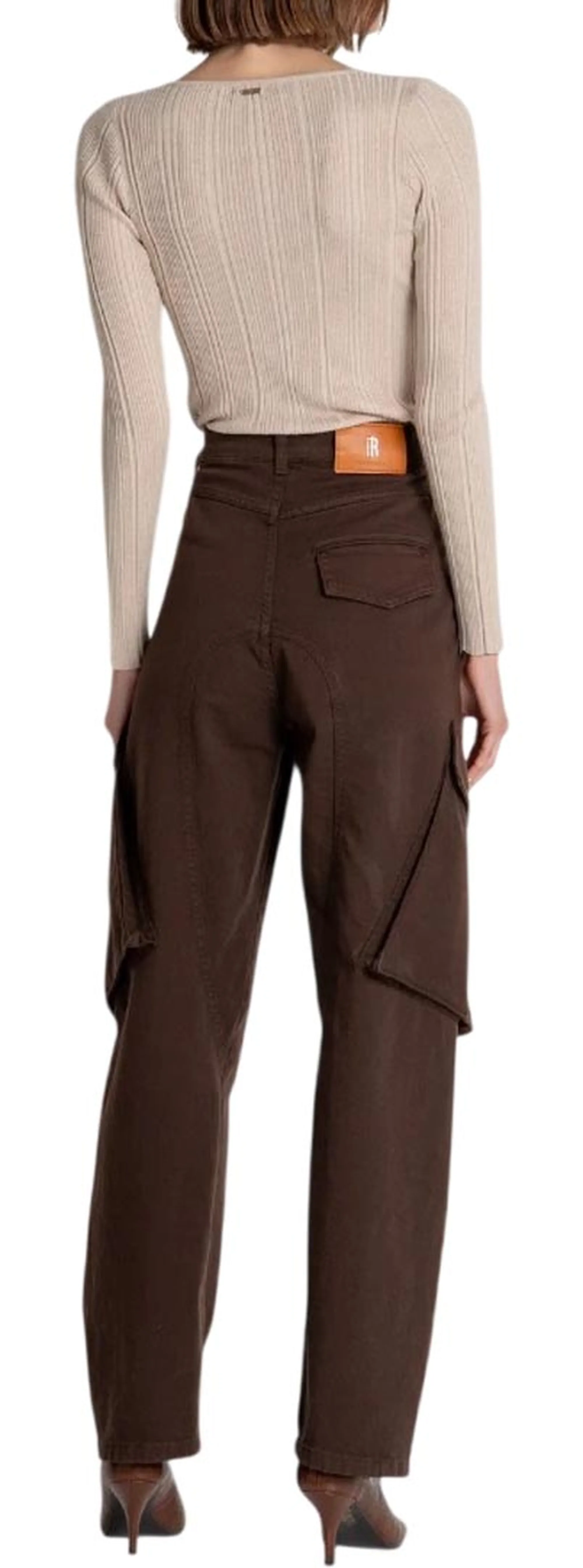 Fracomina Pantalone Carrot Balloon Fit In Gabardina Marrone Fs26Wvc001W67601 195973