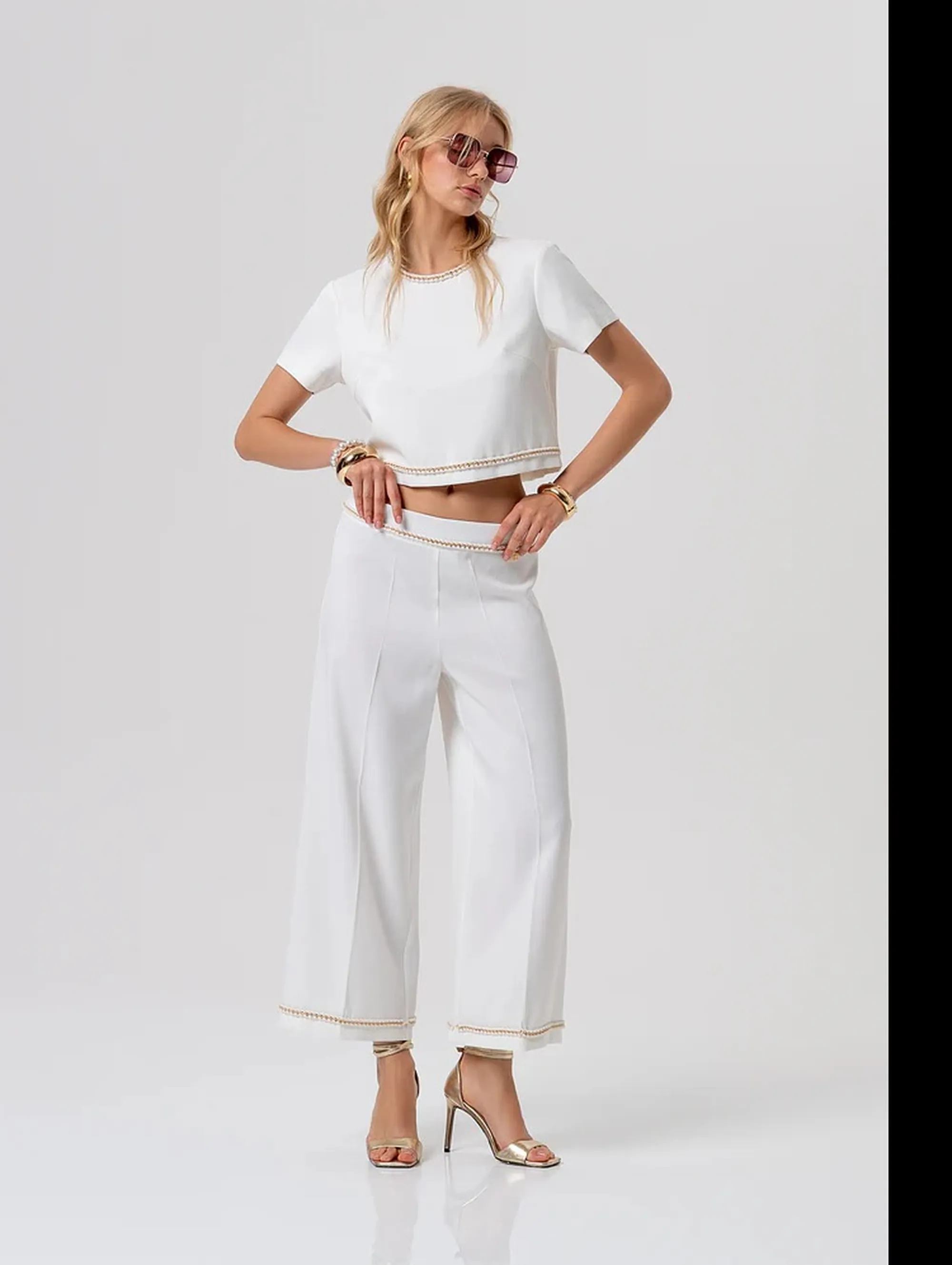 Fracomina Pantalone Cropped Modello Culotte Crema Fr26Svb010W43901 173974