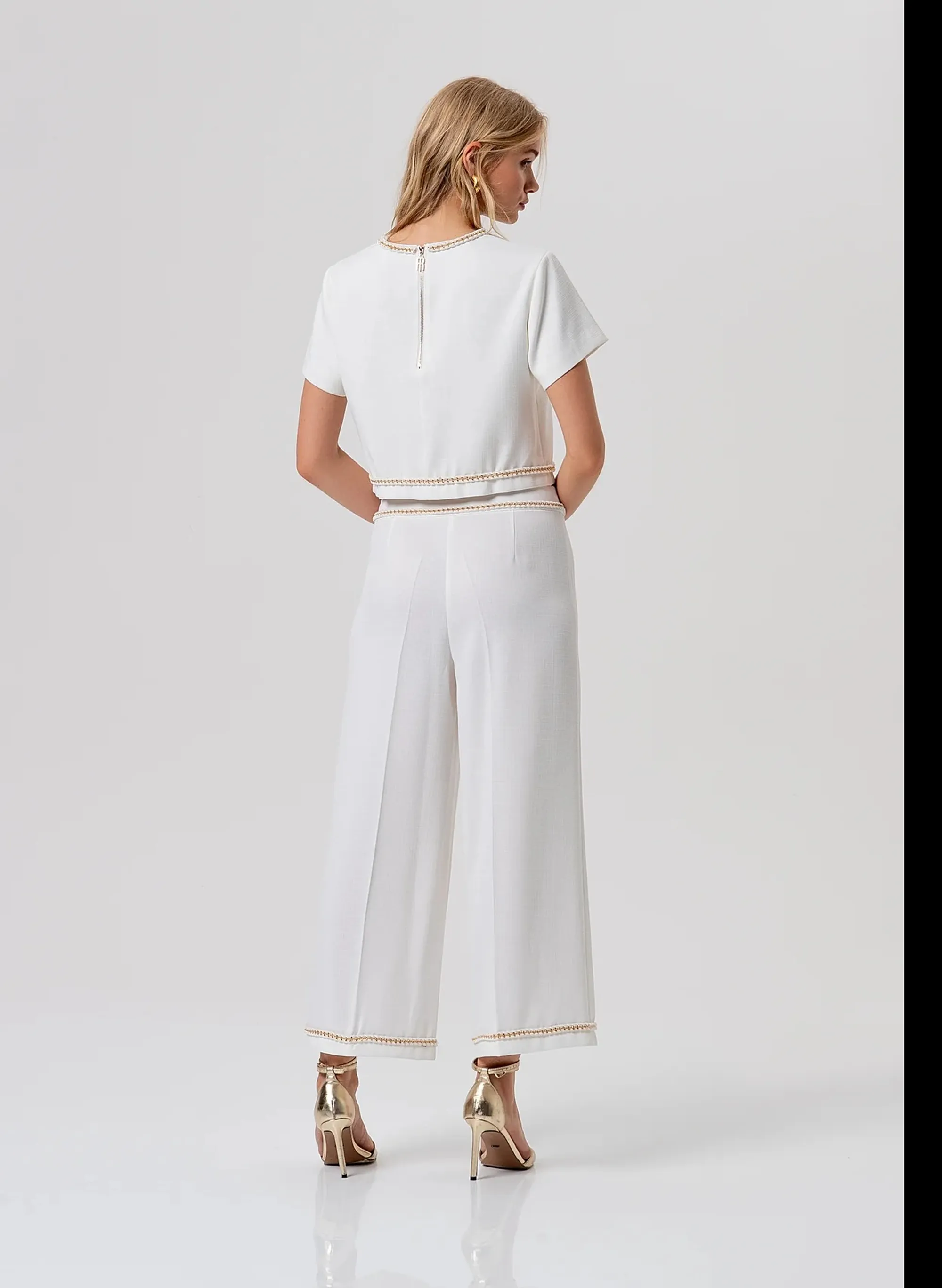 Fracomina Pantalone Cropped Modello Culotte Crema Fr26Svb010W43901 173976