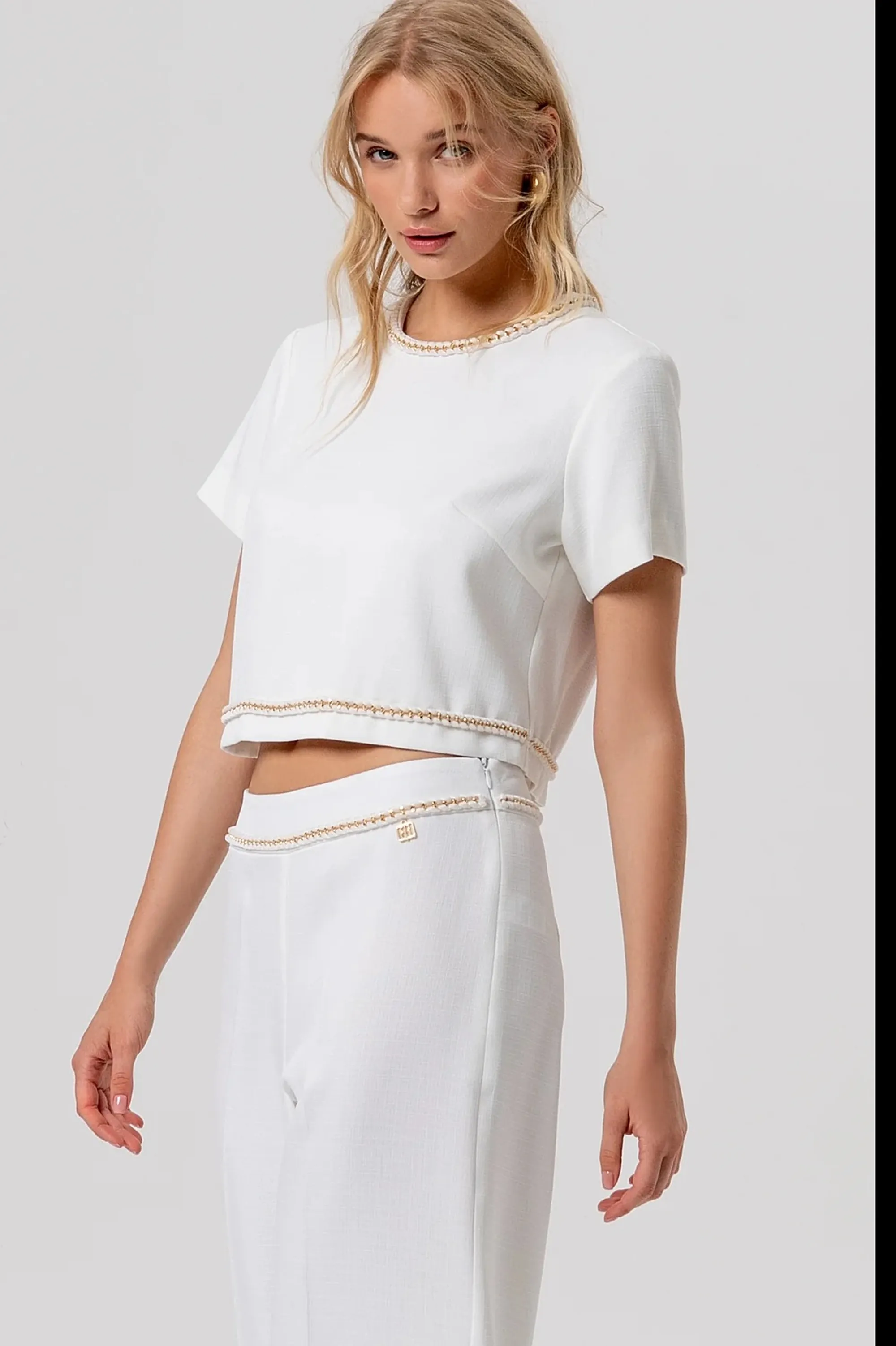 Fracomina Pantalone Cropped Modello Culotte Crema Fr26Svb010W43901 173977