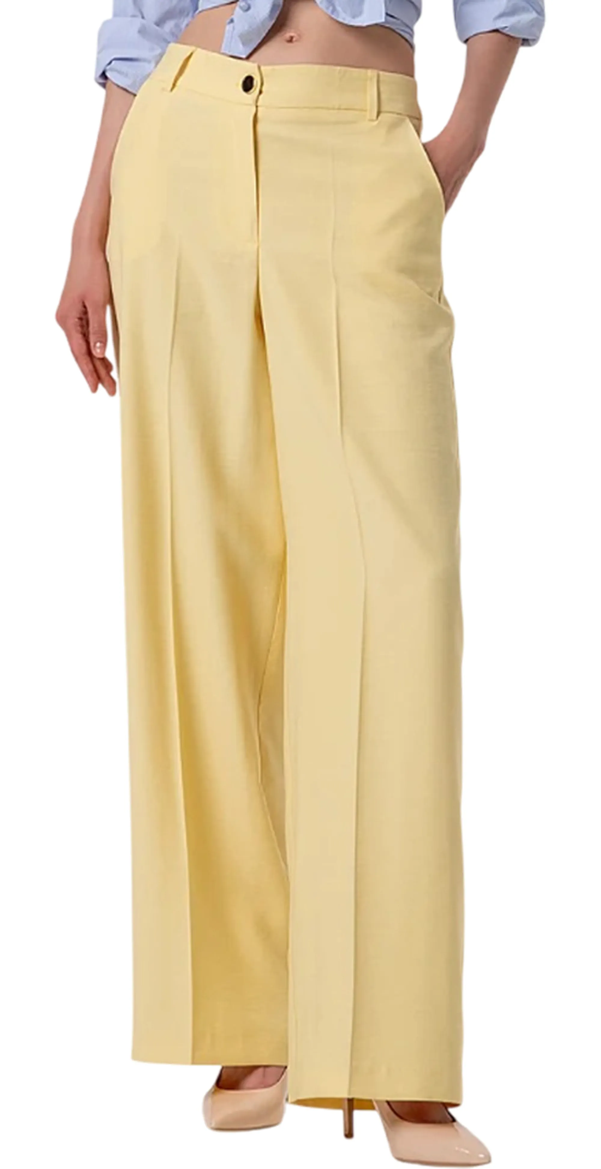 Fracomina Pantalone Flare A Palazzo Giallo Fy26Sv3036W83601 174156