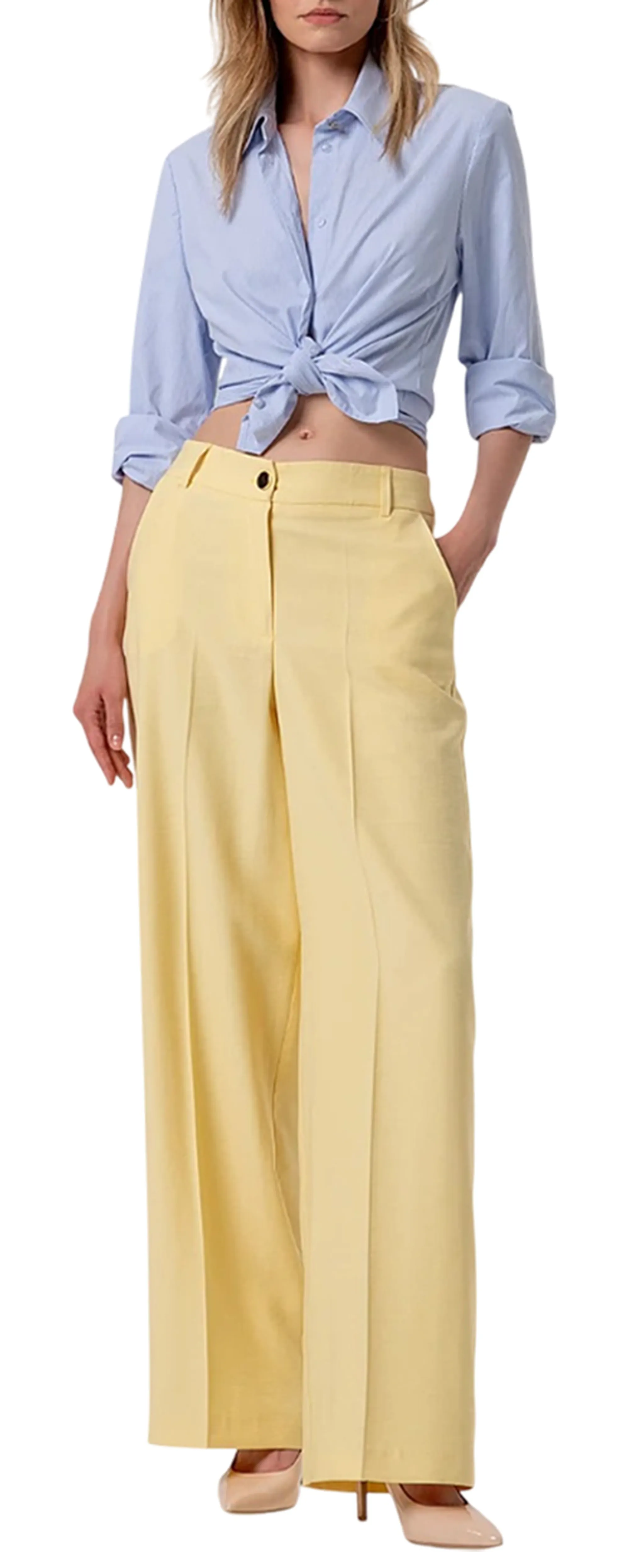 Fracomina Pantalone Flare A Palazzo Giallo Fy26Sv3036W83601 174157