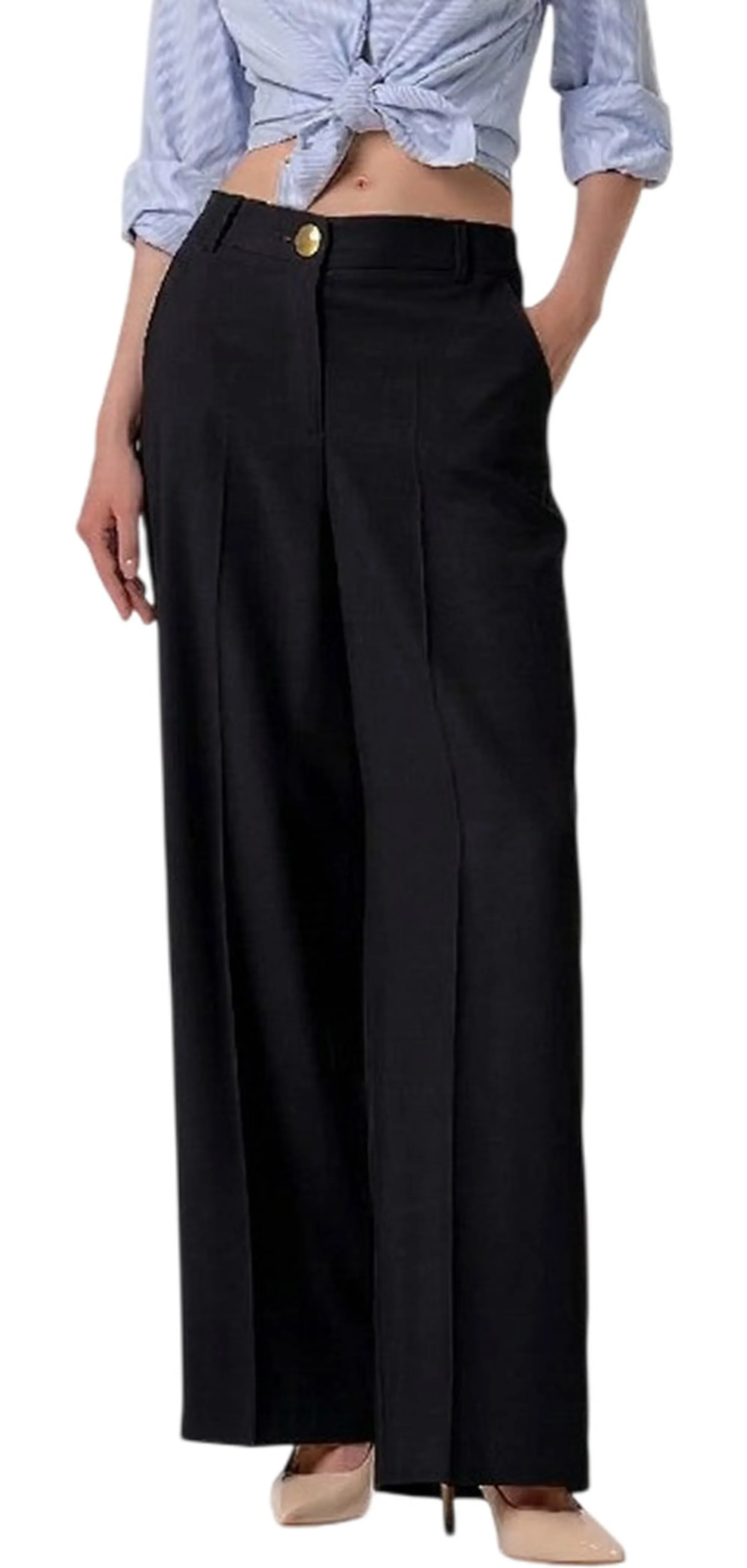 Fracomina Pantalone Flare A Palazzo Nero Fy26Sv3036W83601 181199