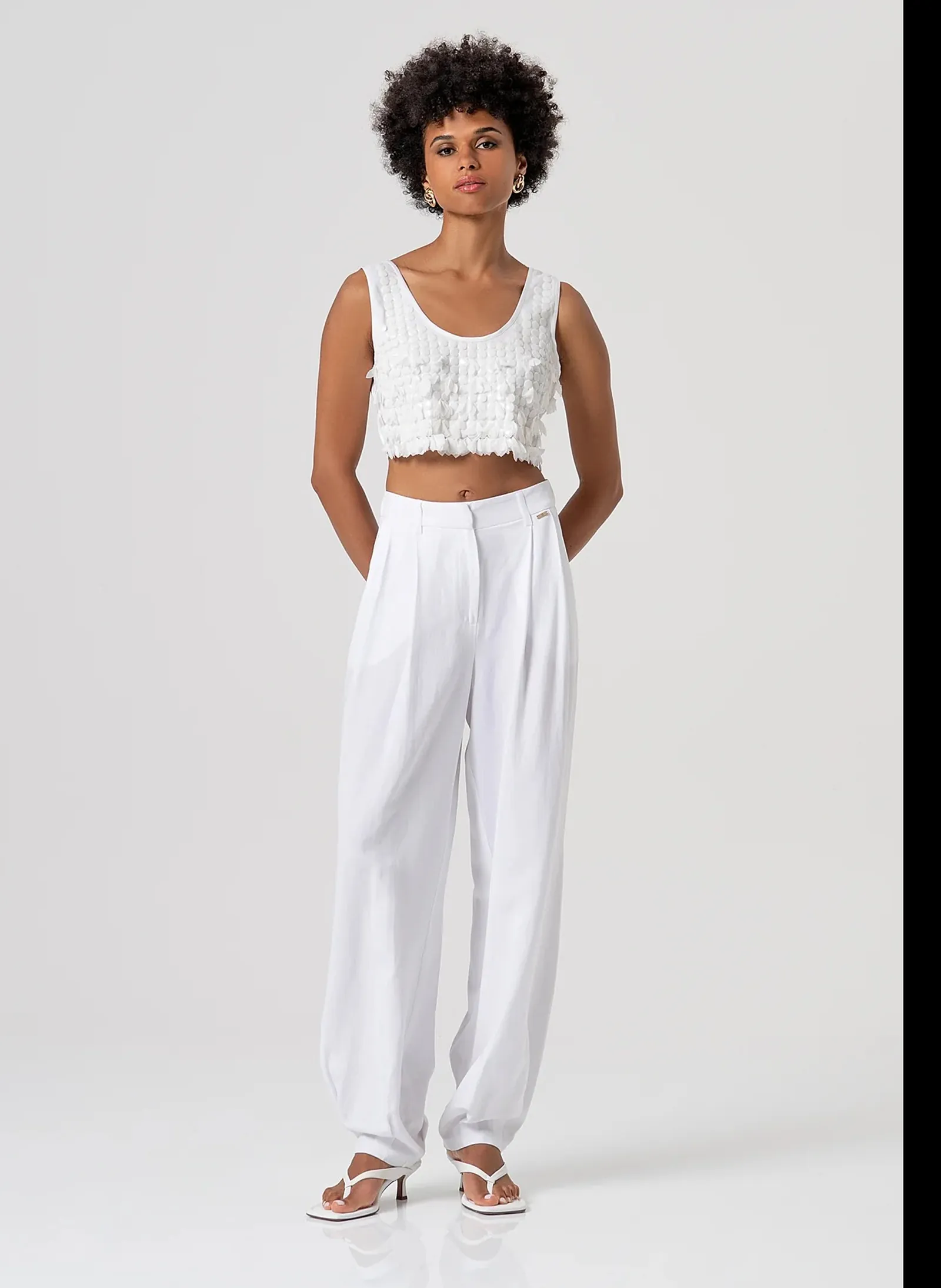 Fracomina Pantalone Flare A Palazzo In Lino Bianco Fs26Sv3009W62201 173802