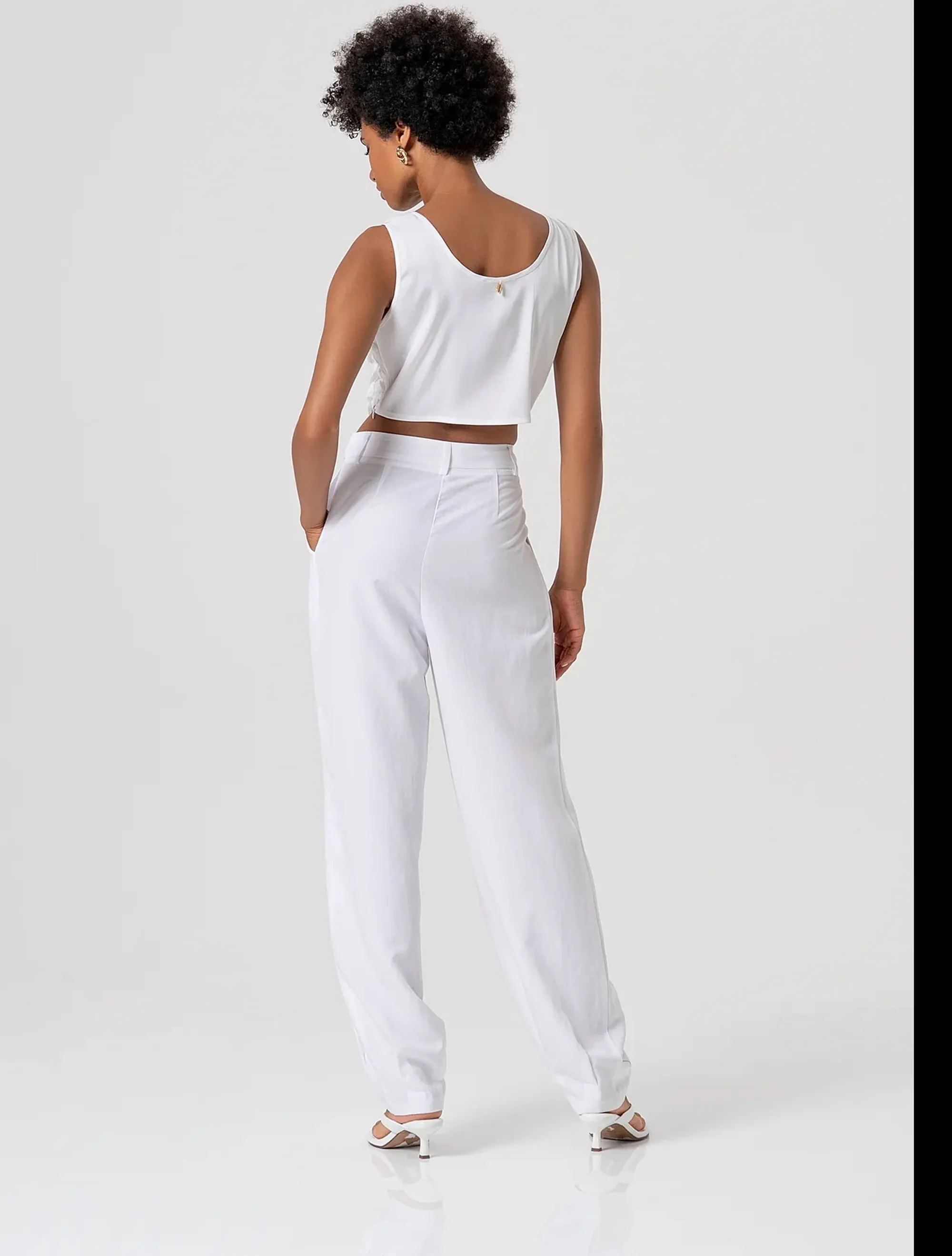 Fracomina B'Flare Palazzo Linen Trousers' White Fs26Sv3009W62201 173803