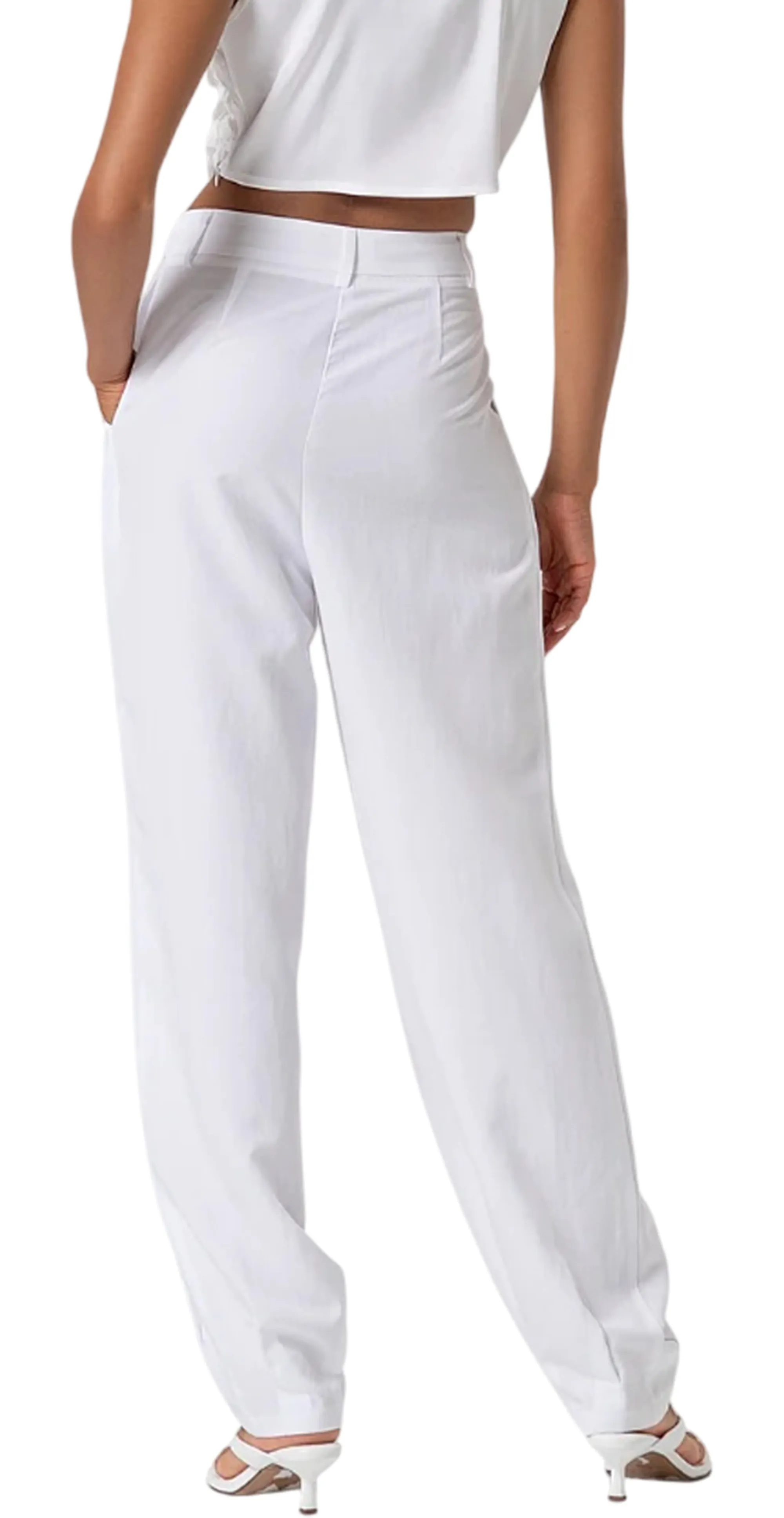 Fracomina Pantalone Flare A Palazzo In Lino Bianco Fs26Sv3009W62201 174163