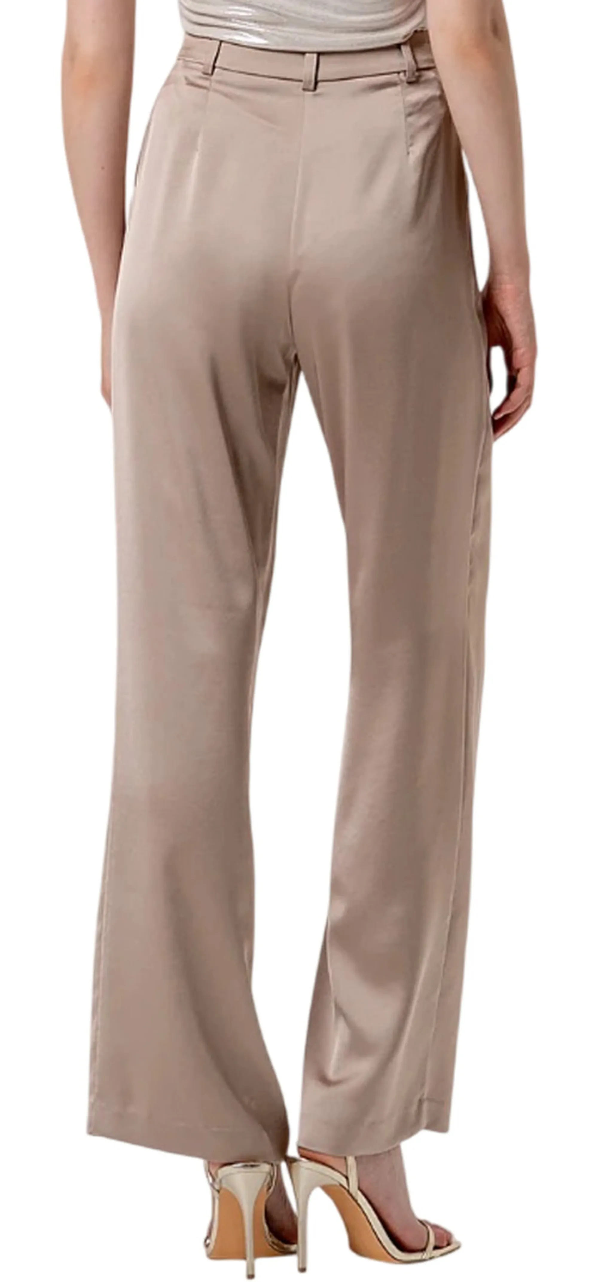 Fracomina B'Flare Palazzo Satin Trousers' Beige Fq26Sv3005W47001 176860
