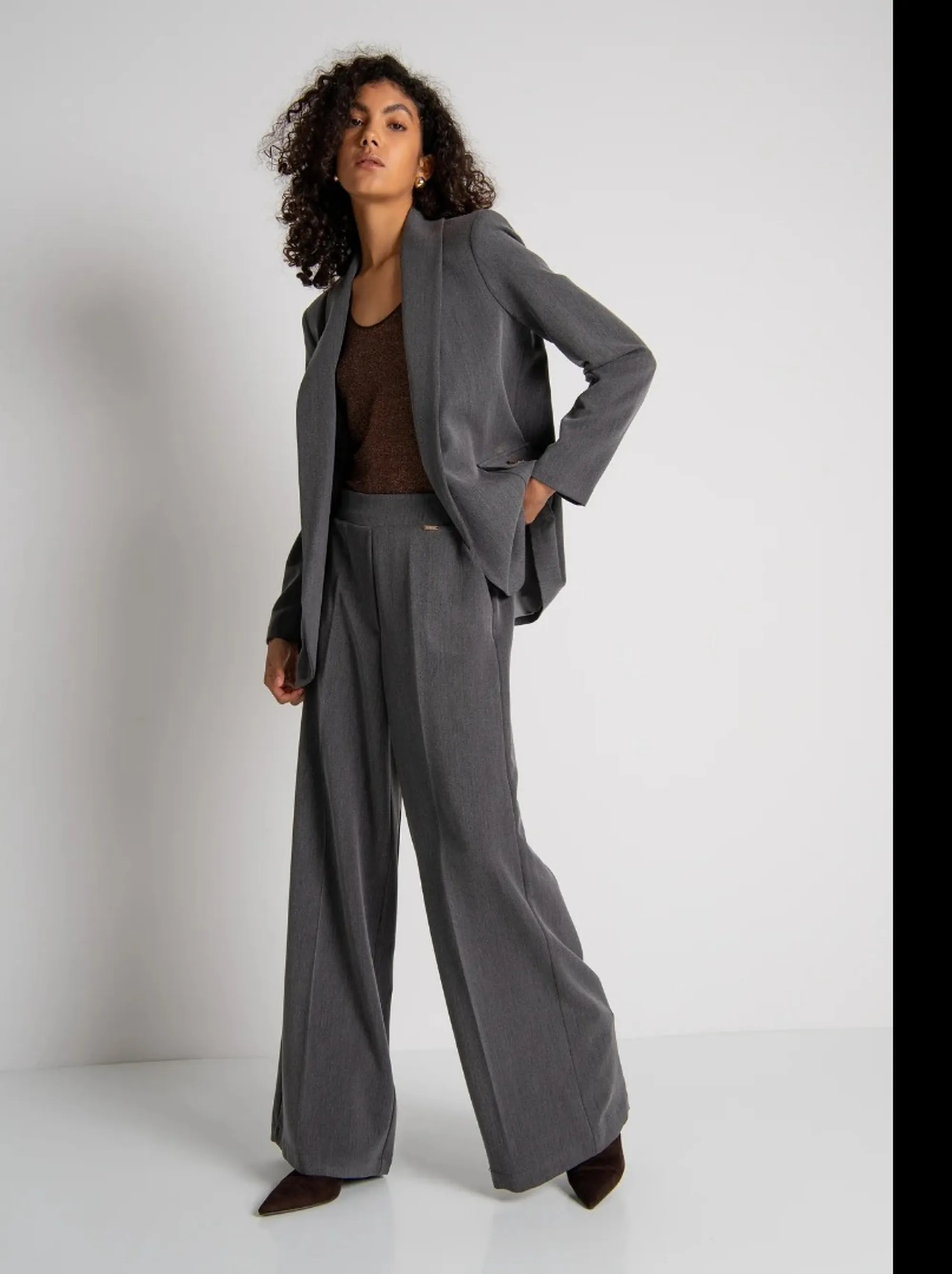Fracomina B'High Waisted Flared Trousers' Grey Fy26Wv3011W76101 192837