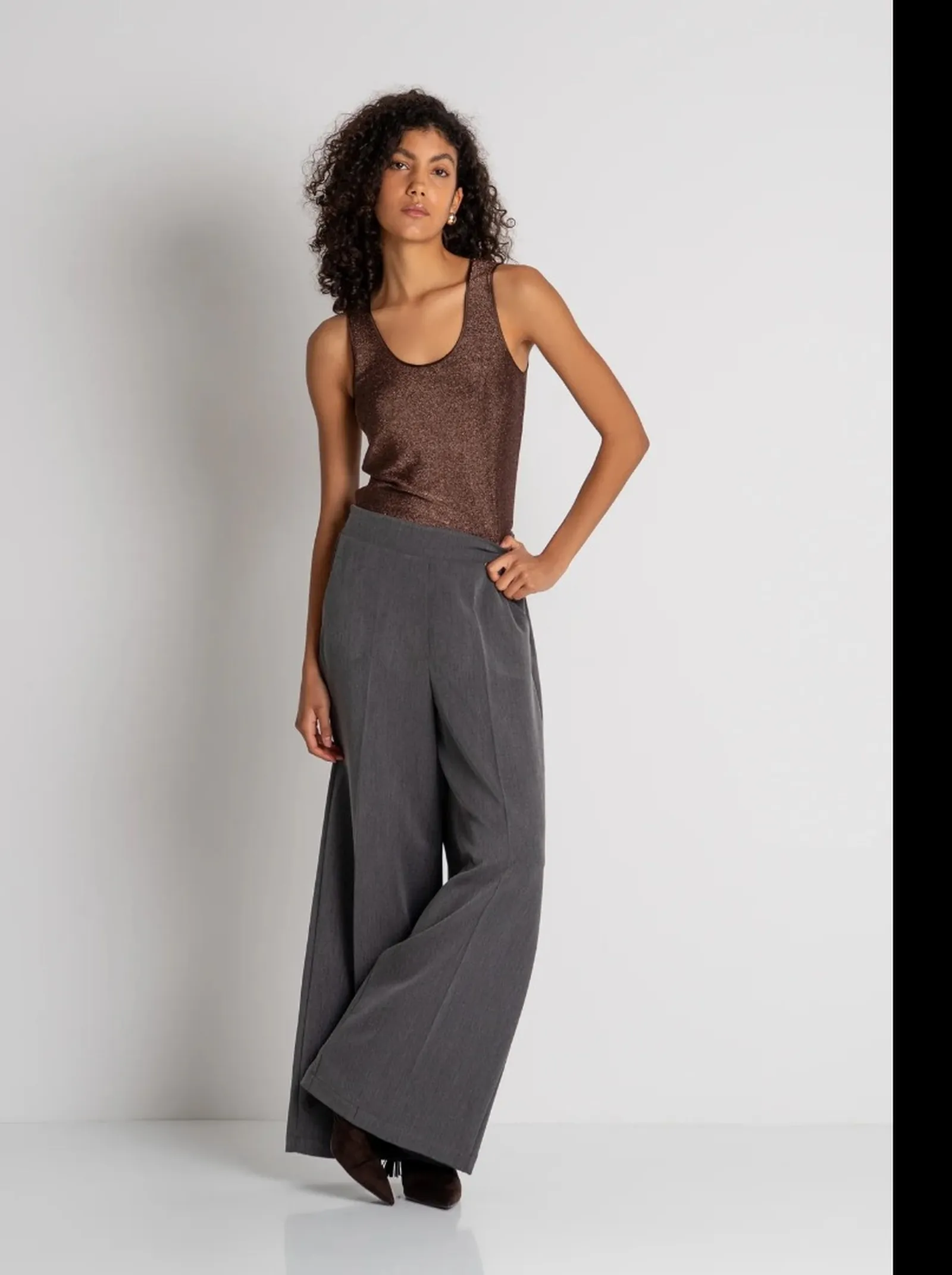 Fracomina Pantalone Flare A Vita Alta Grigio Fy26Wv3011W76101 192838