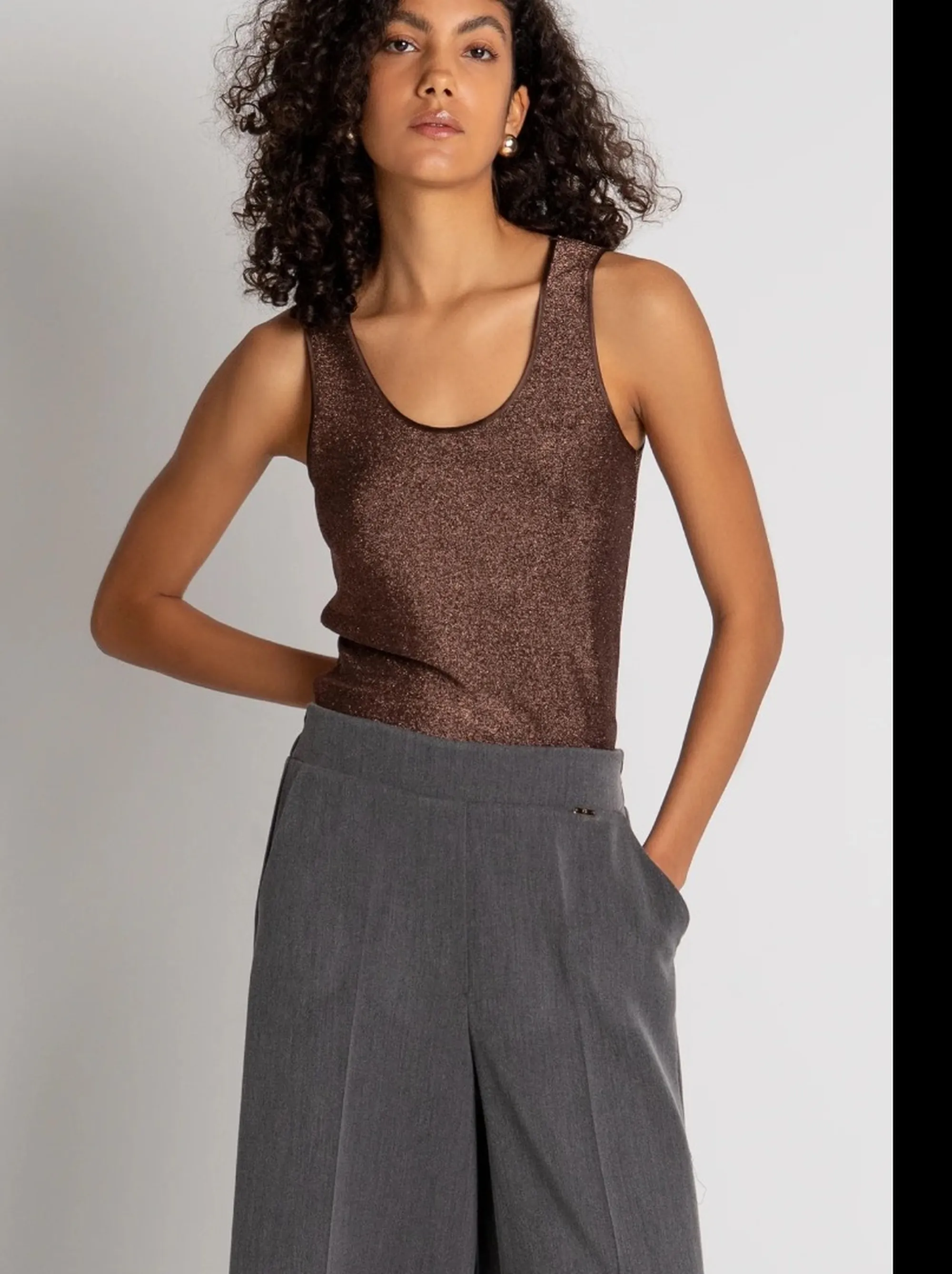 Fracomina B'High Waisted Flared Trousers' Grey Fy26Wv3011W76101 192839