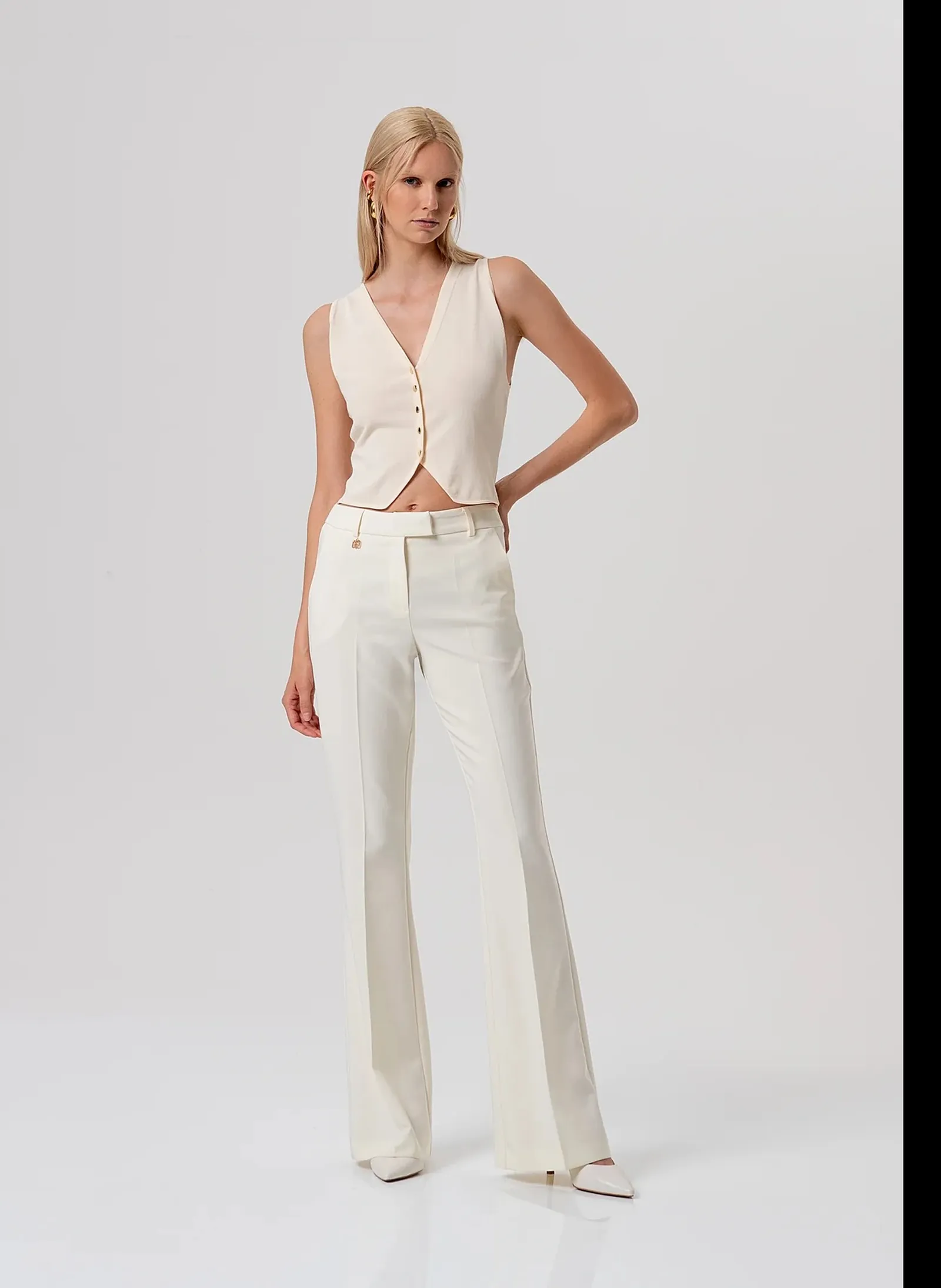 Fracomina Pantalone Flare Con Logo Burro Fr26Sva004W42901 173873