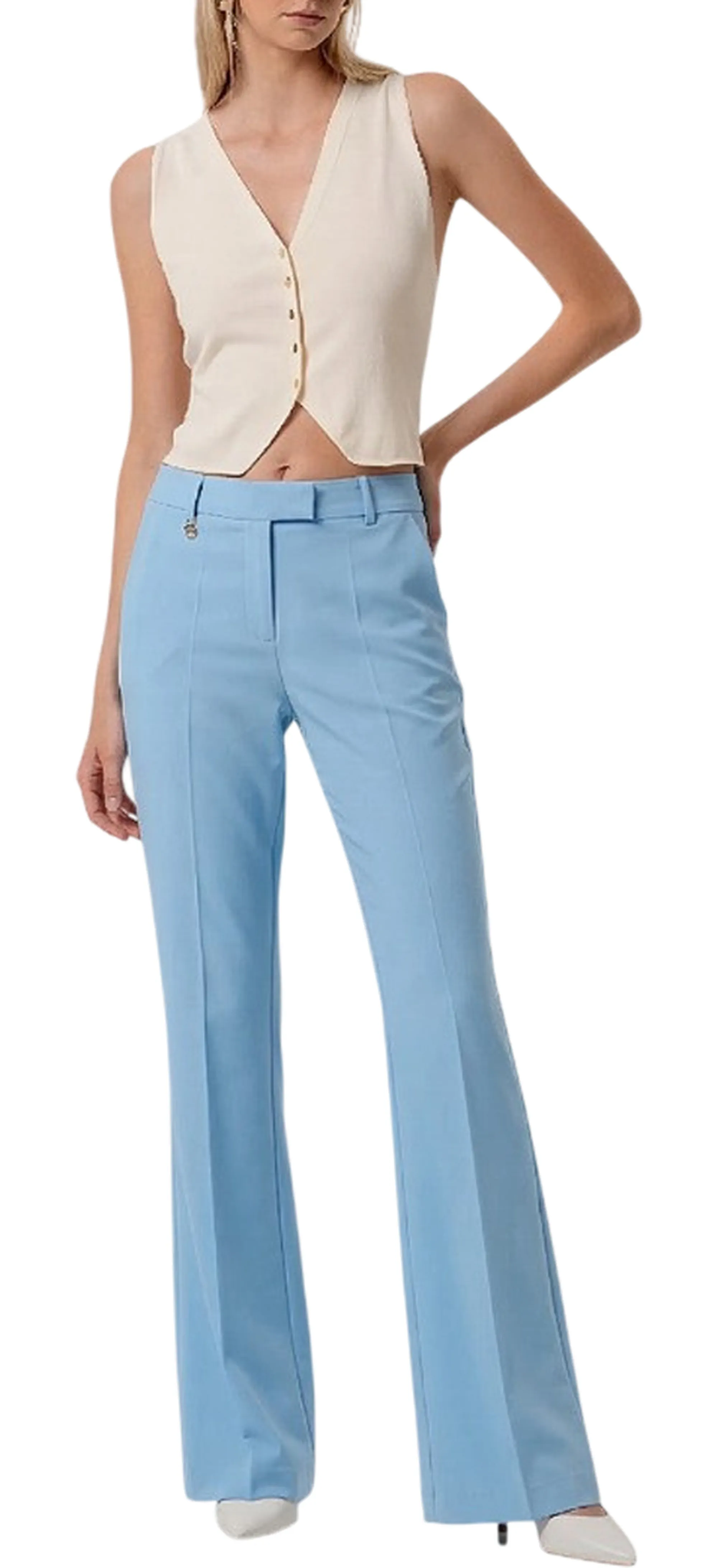 Fracomina Pantalone Flare Con Logo Celeste Fr26Sva004W42901 183108