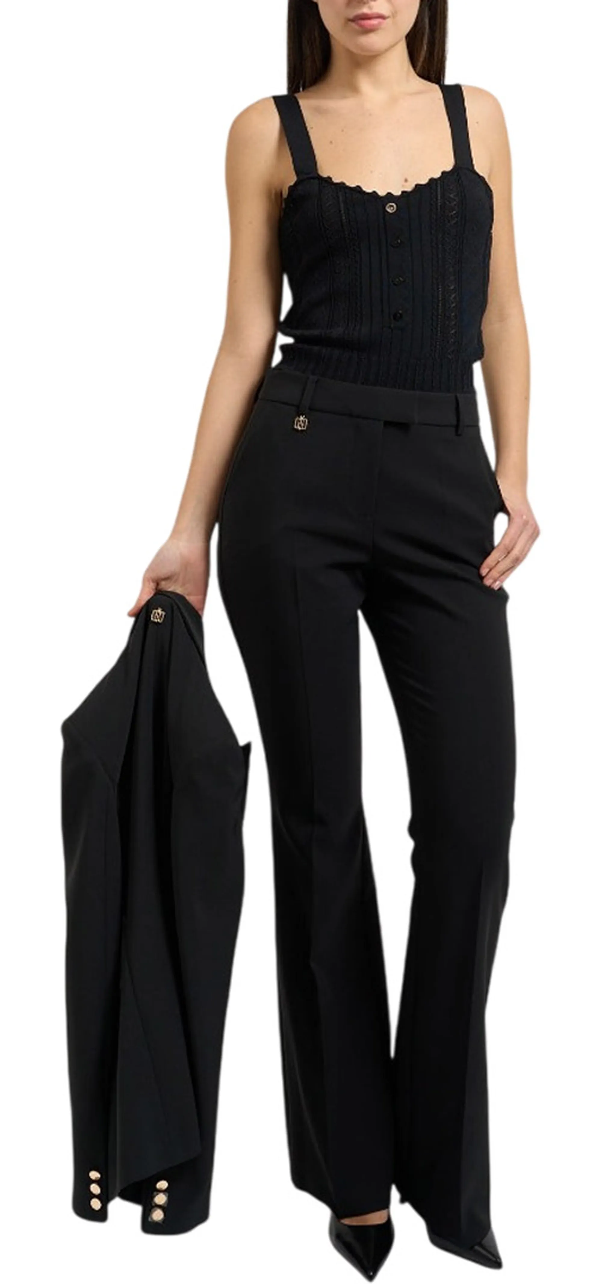 Fracomina Pantalone Flare Con Logo Nero Fr26Sva004W42901 181198