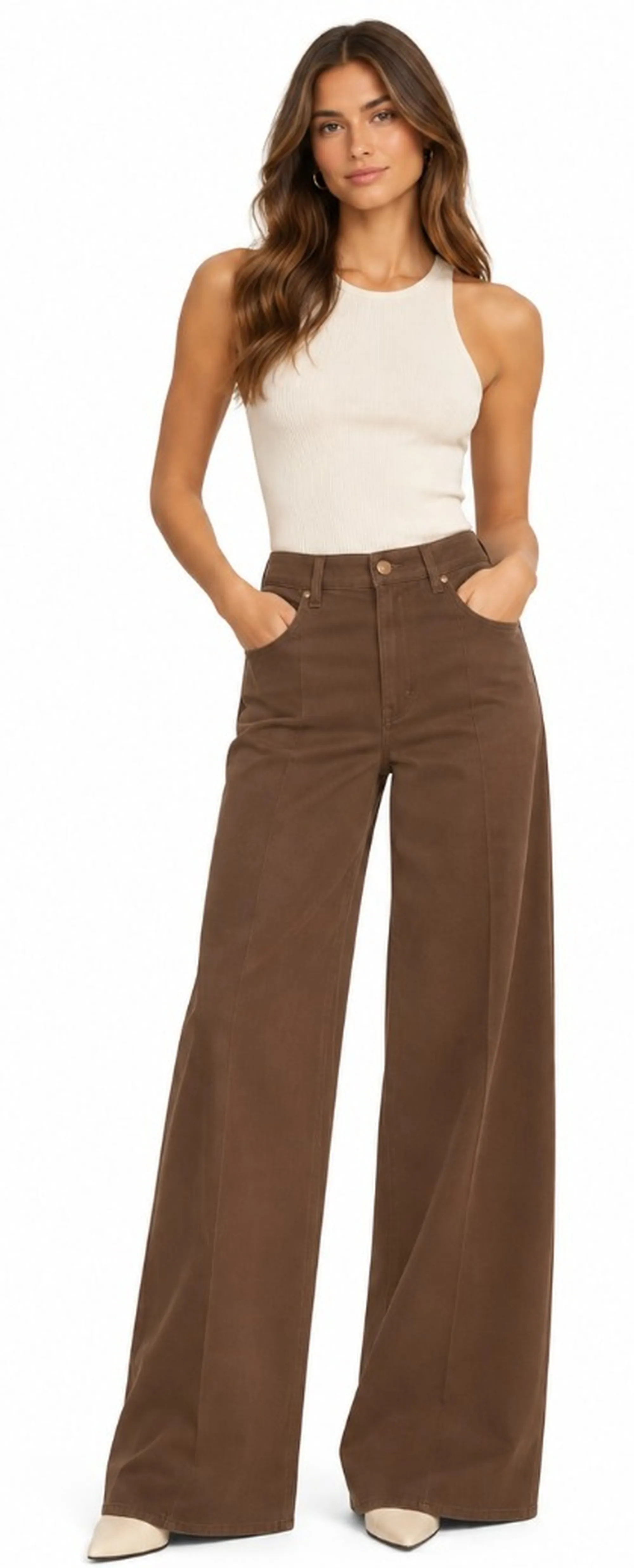 Fracomina B'Cotton Bull Flare Trousers' Caffe Fr26Wv3015W56901 193048