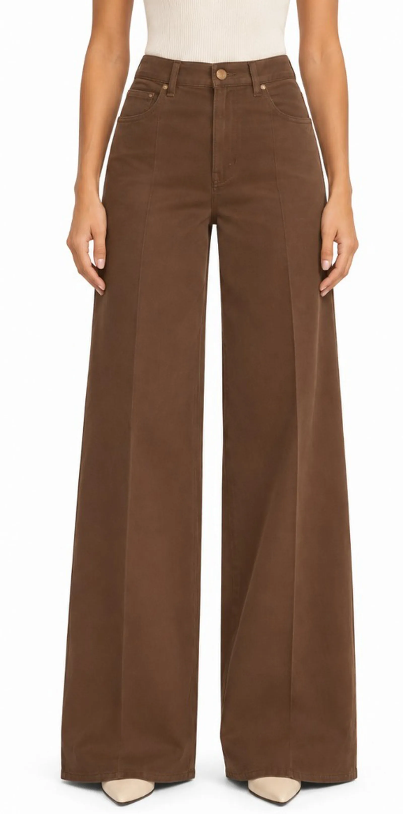 Fracomina Pantalone Flare In Bull Di Cotone Caffe Fr26Wv3015W56901 199109
