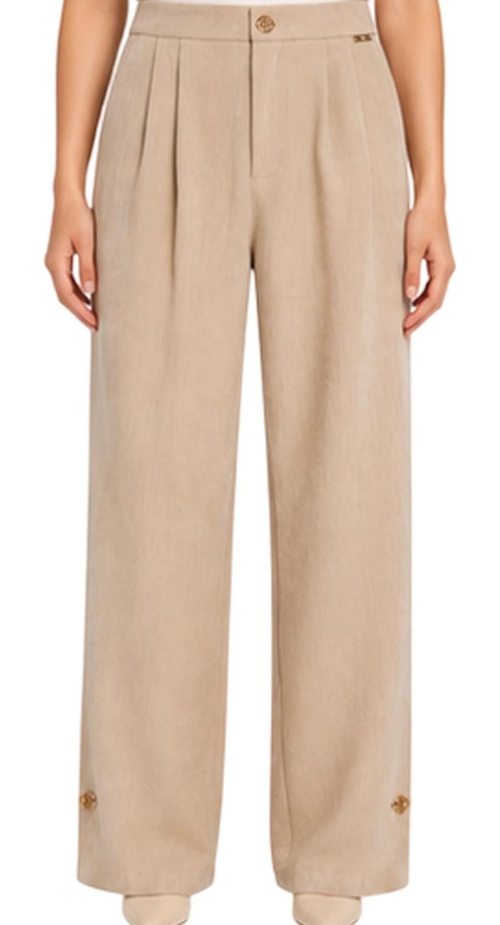 Fracomina Pantalone Largo A Palazzo In Velluto Beige Fs26Wv3001W59701 196004