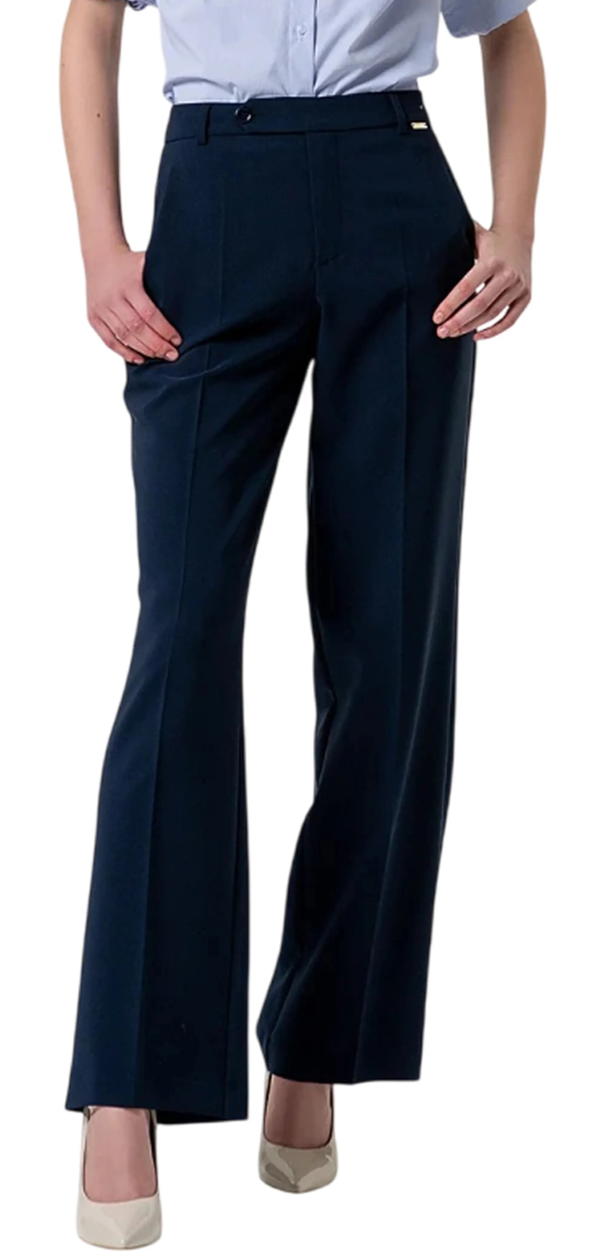 Fracomina Pantalone Regular A Vita Alta Blu Fy26Sv2034W42901 174159