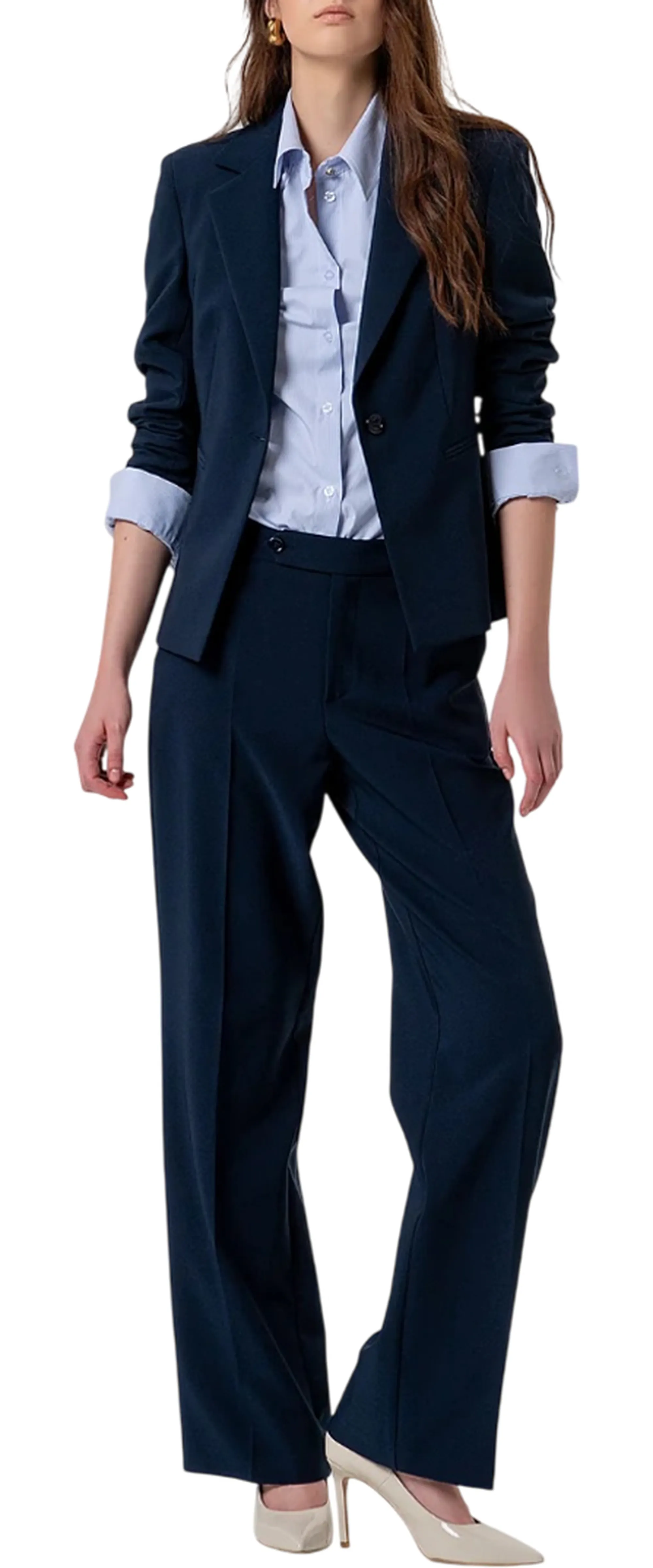 Fracomina Pantalone Regular A Vita Alta Blu Fy26Sv2034W42901 174161