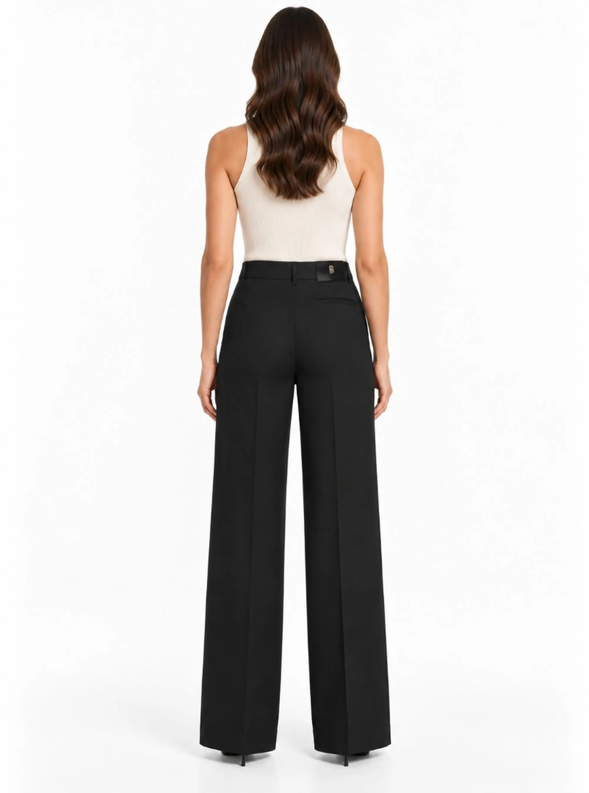 Fracomina Pantalone Wide A Palazzo In Cotone Stretch Nero Fs26Wv3015W47201 192892
