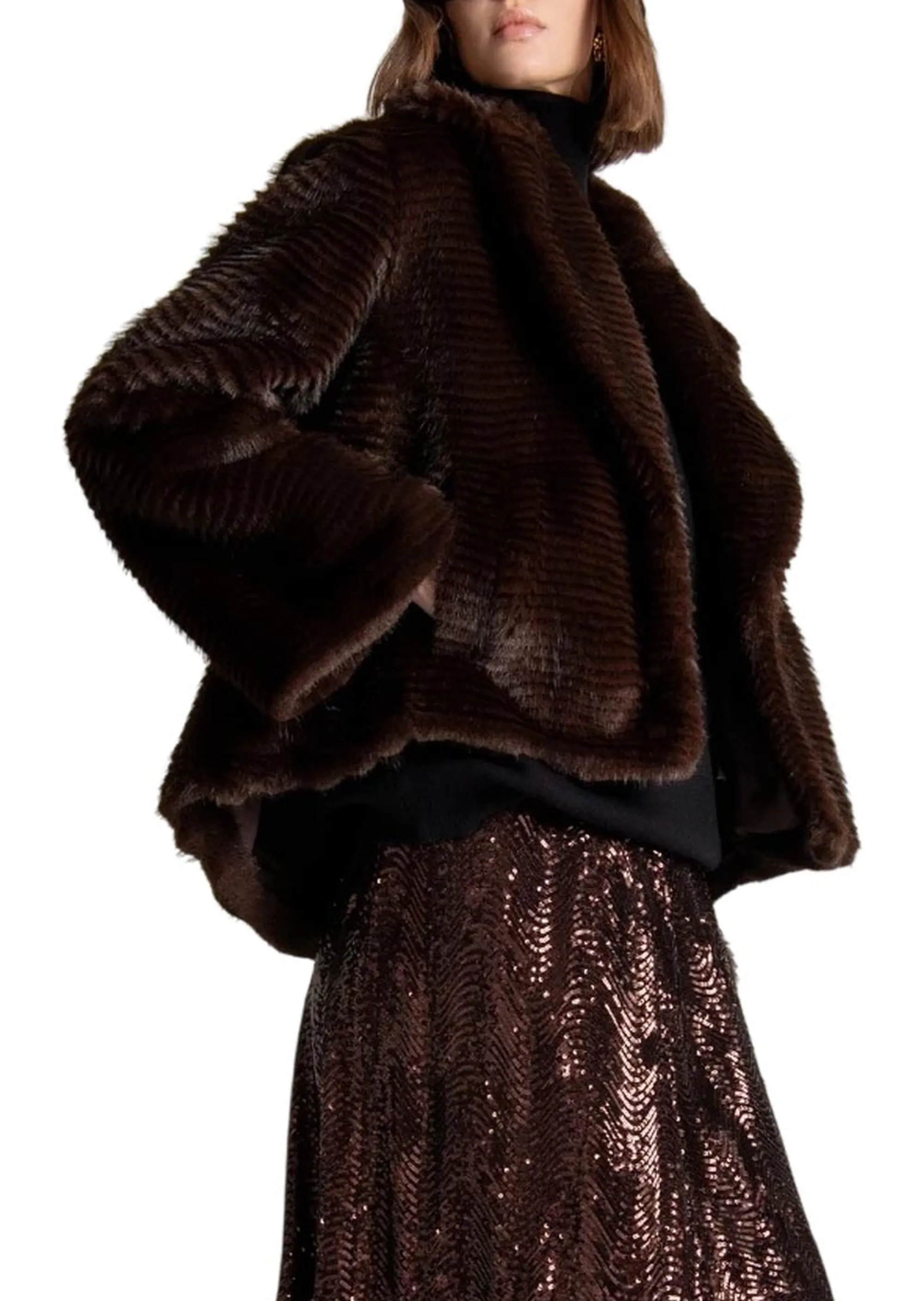 Fracomina B'Regular Faux Fur' Brown Fs26Wc4002O44501 192338