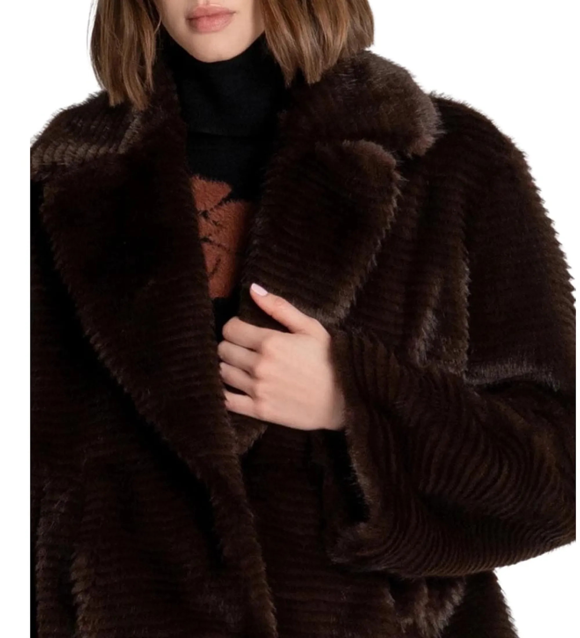 Fracomina B'Regular Faux Fur' Brown Fs26Wc4002O44501 192339