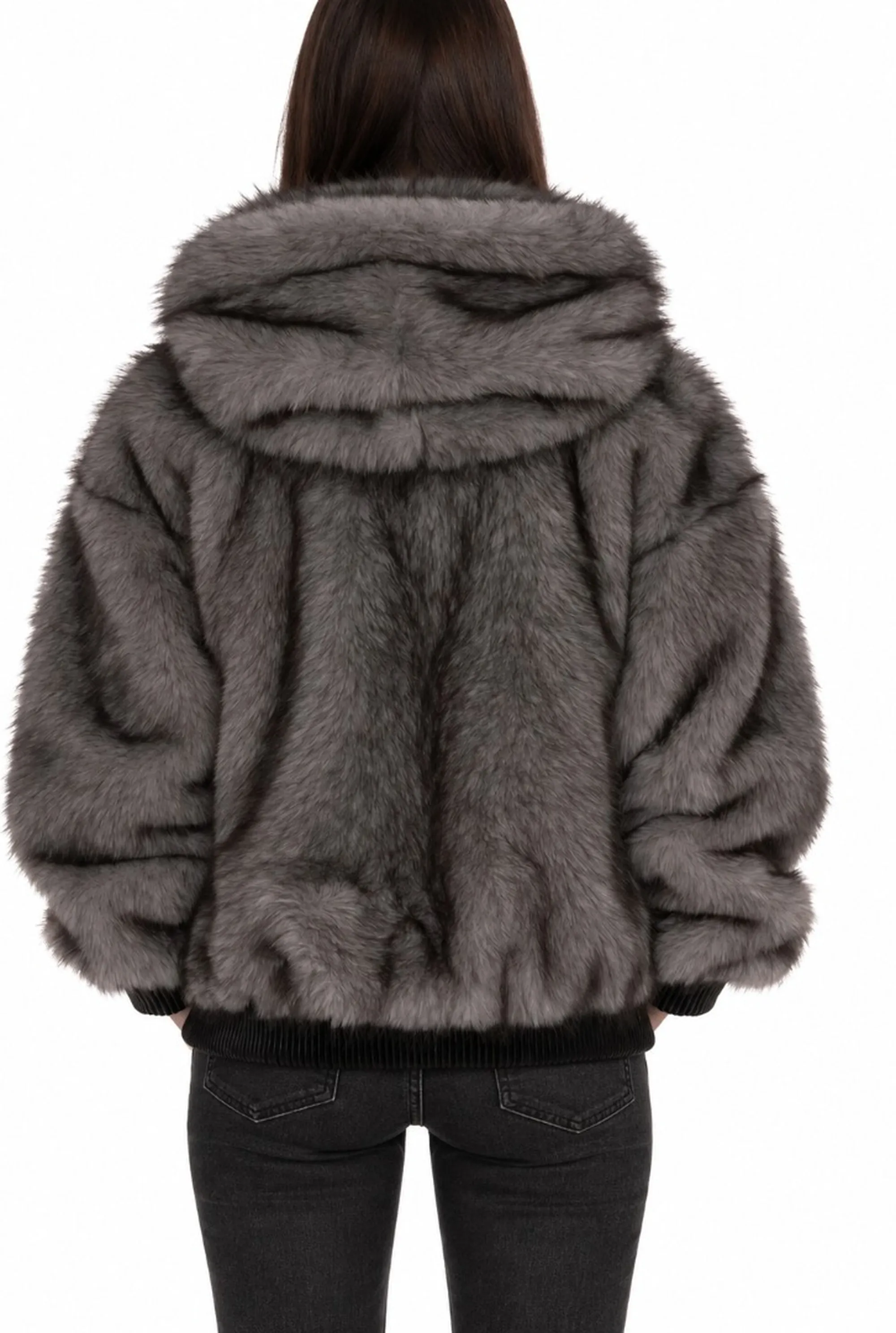 Fracomina B'Over Synthetic Fur' Grey Fp26Wc4008O44501 192775