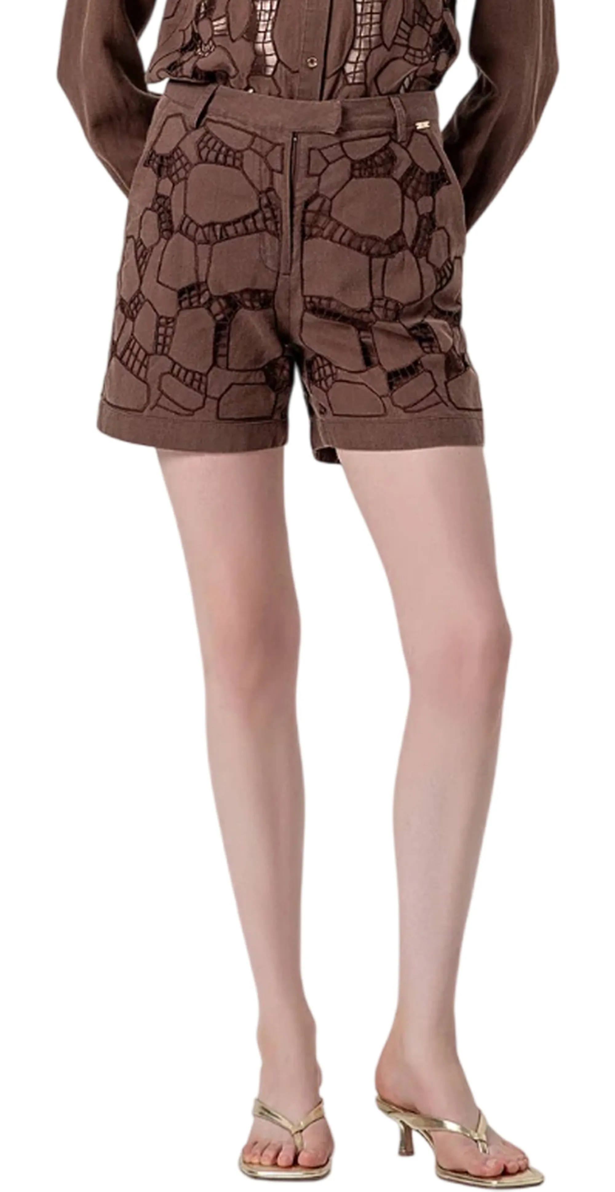 Fracomina Short Regular Con Ricami Marrone Fs26Sv6001W826 174152