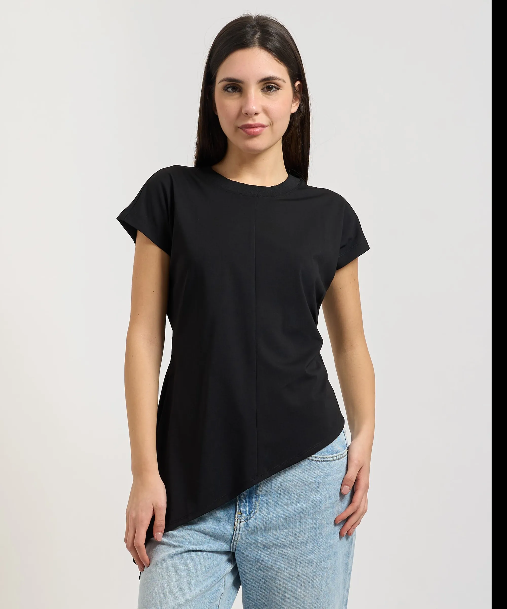 Fracomina T-Shirt Asimmetric Nero Fp26St3018J43301 173763