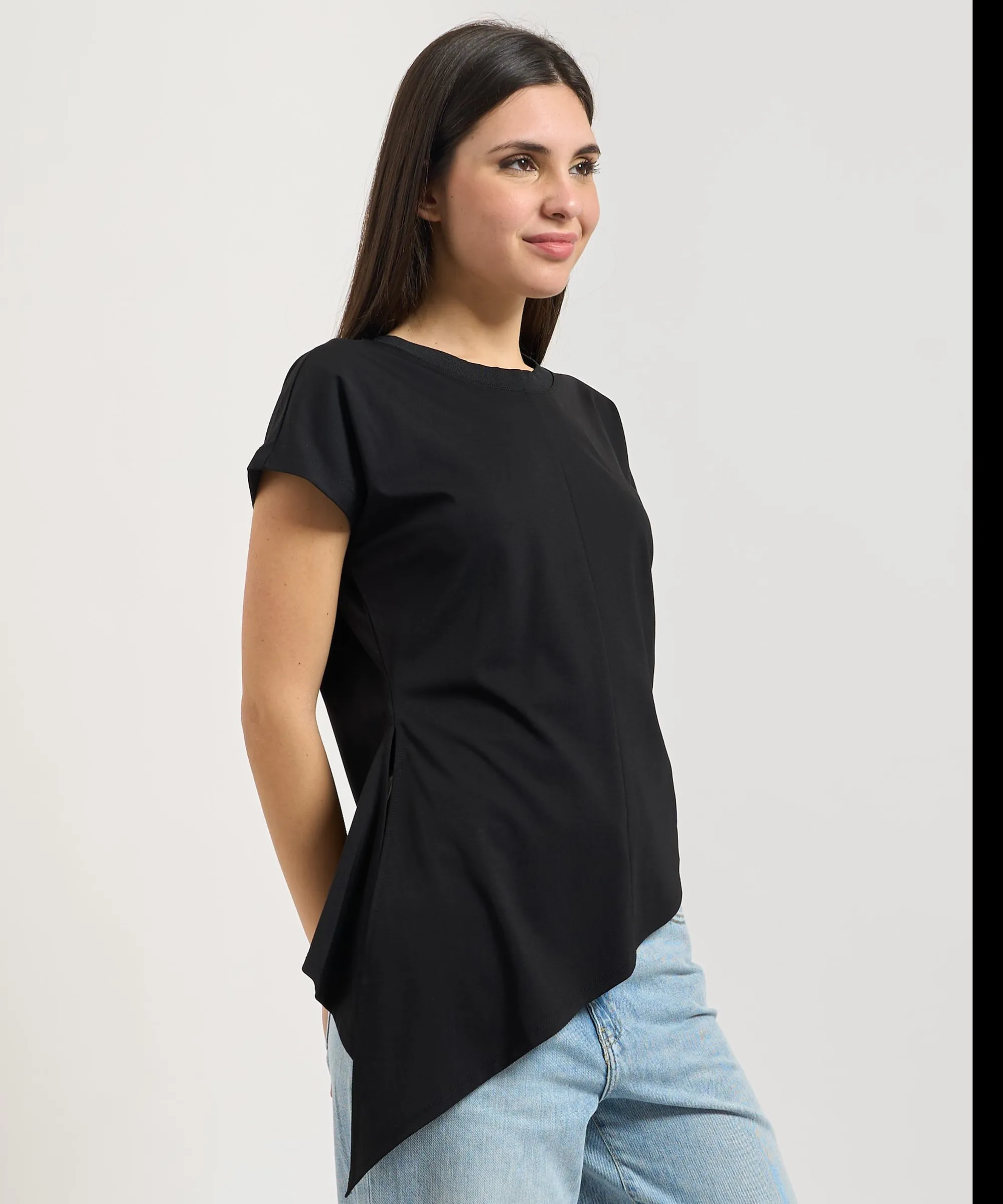 Fracomina T-Shirt Asimmetric Nero Fp26St3018J43301 173766