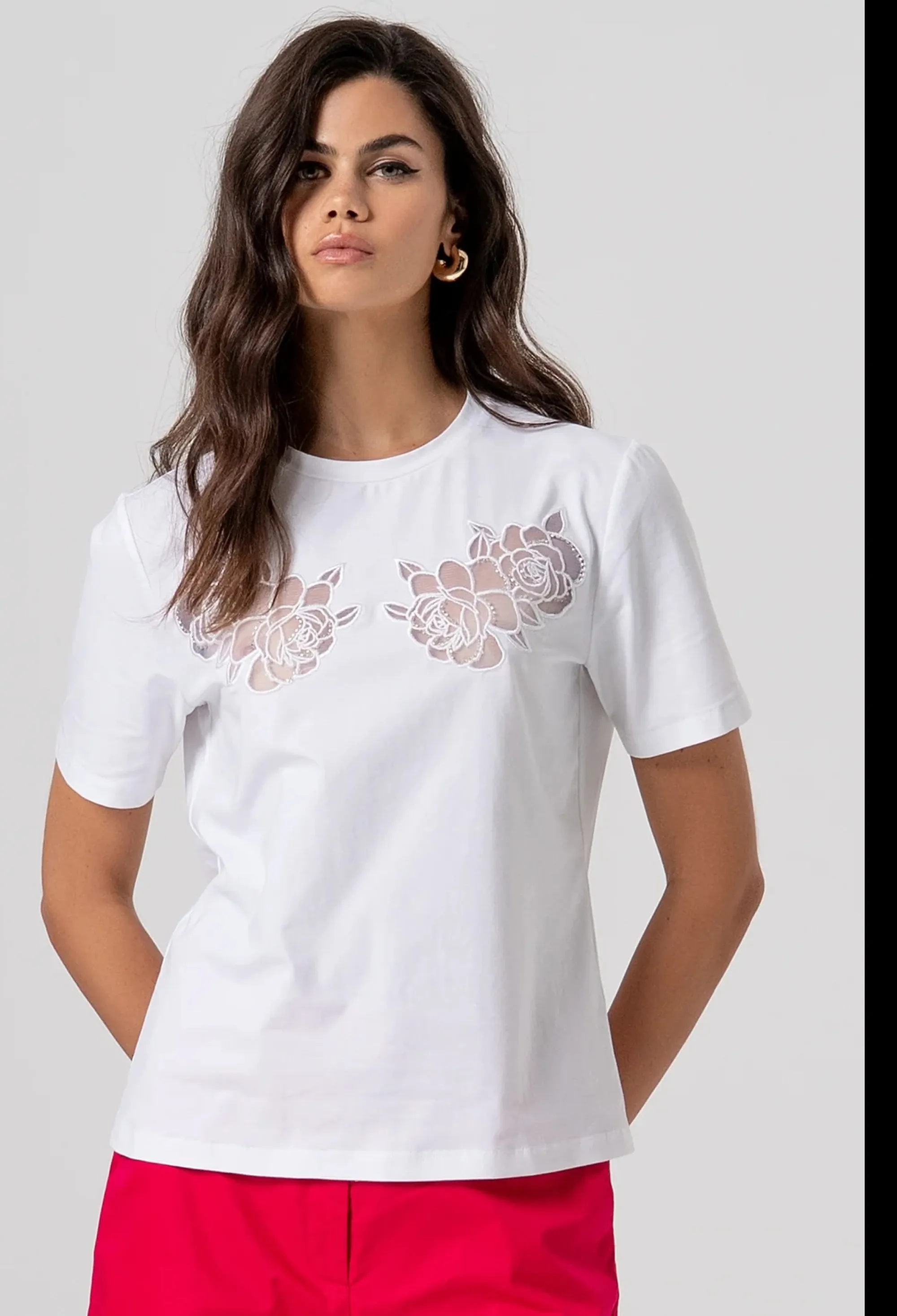 Fracomina T-Shirt Con Ricami Bianco Fs26St3001J401E5 173794