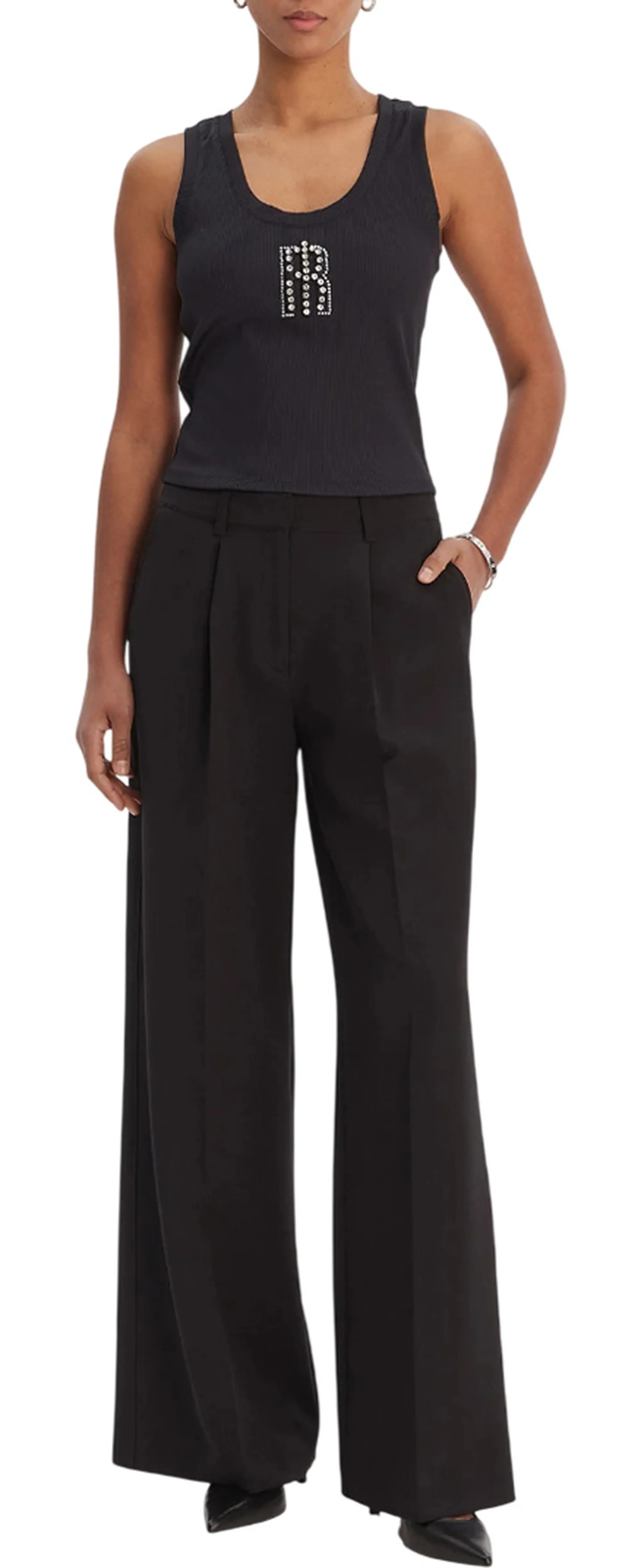 Fracomina B'Top With Monogram' Black Fp26St2003J42701 176926