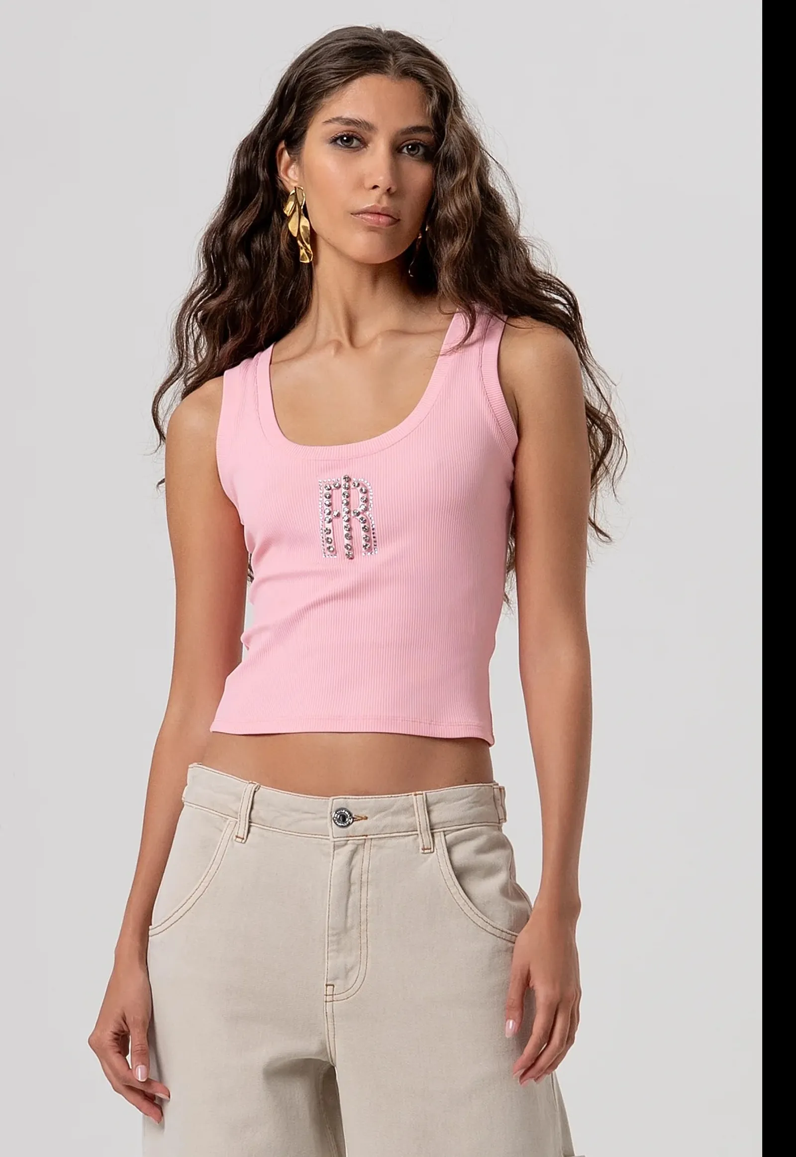 Fracomina Top Con Monogramma Rosa Fp26St2003J42701 173777