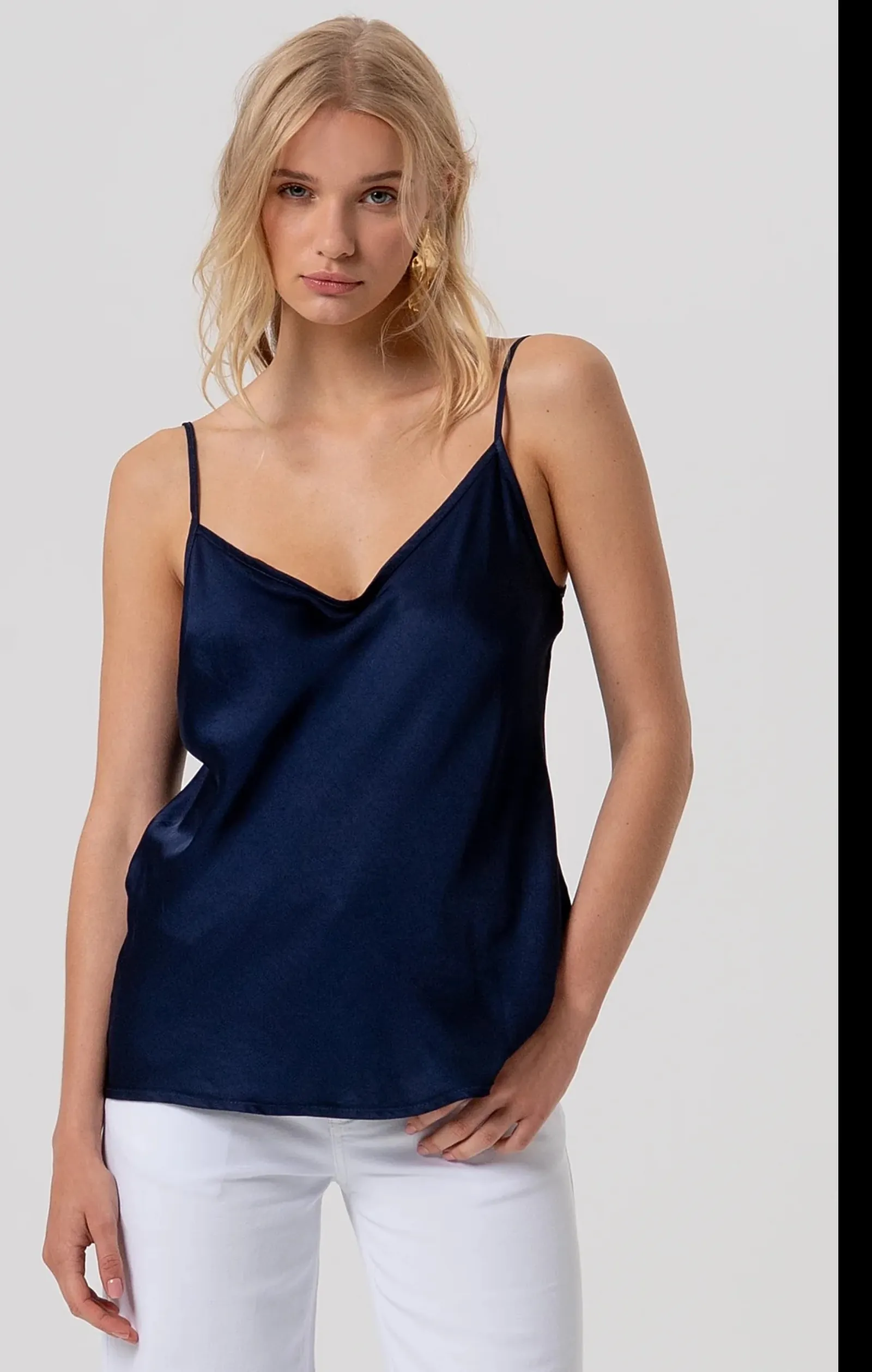 Fracomina Top In Raso Di Viscosa Blu Fr26St2033W41301 173851