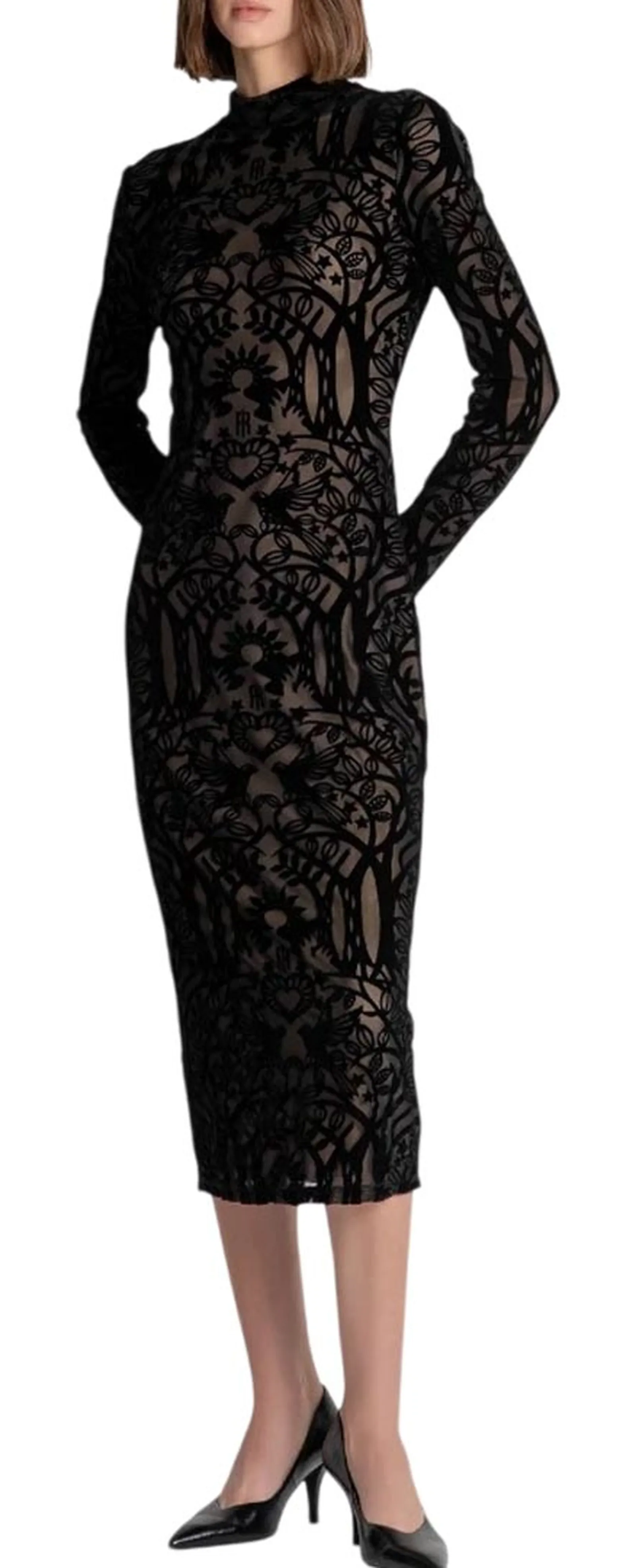 Fracomina Vestito Slim Midi In Pizzo Nero Fs26Wd2003W858Q5 196861