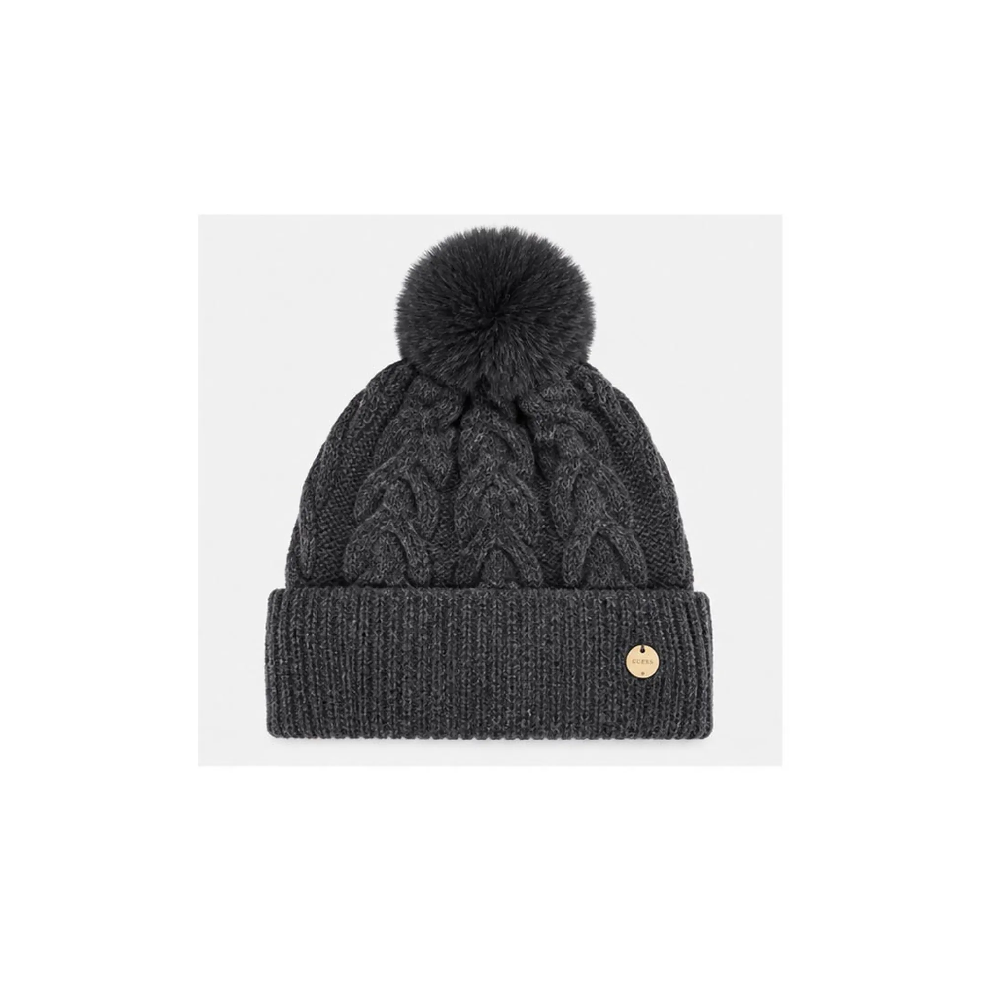 Guess Cappello Lavorato A Maglia Grigio Scuro Aw5676Pol01 193117
