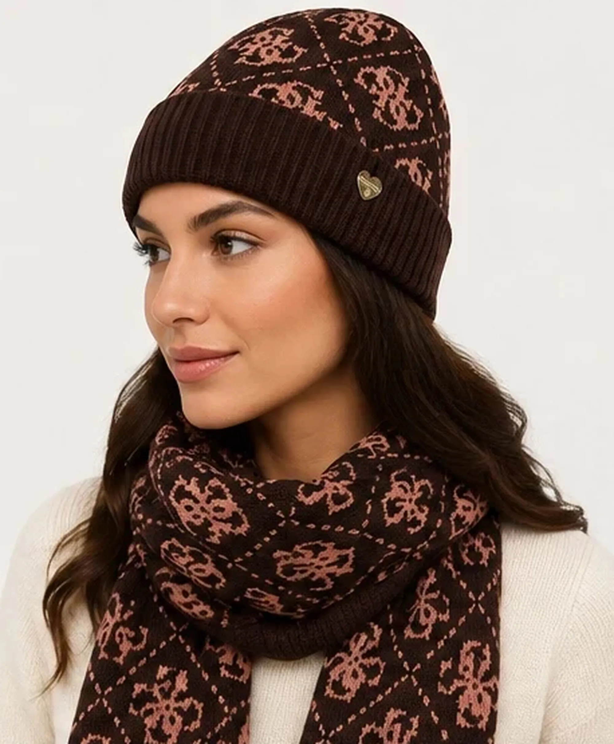 Guess Set Sciarpa Cappello Marrone Gfboxwp6401 193101