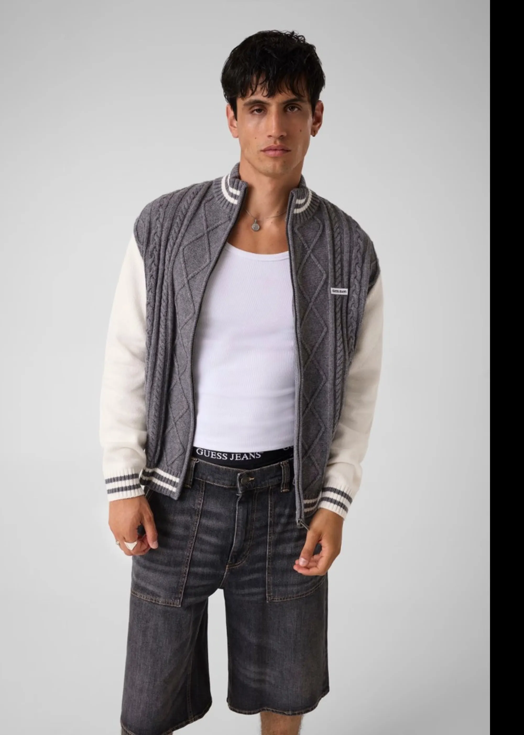 Guess Jeans B'Bomber Cardigan With Zip' Grey M6Br09Z1232 187947