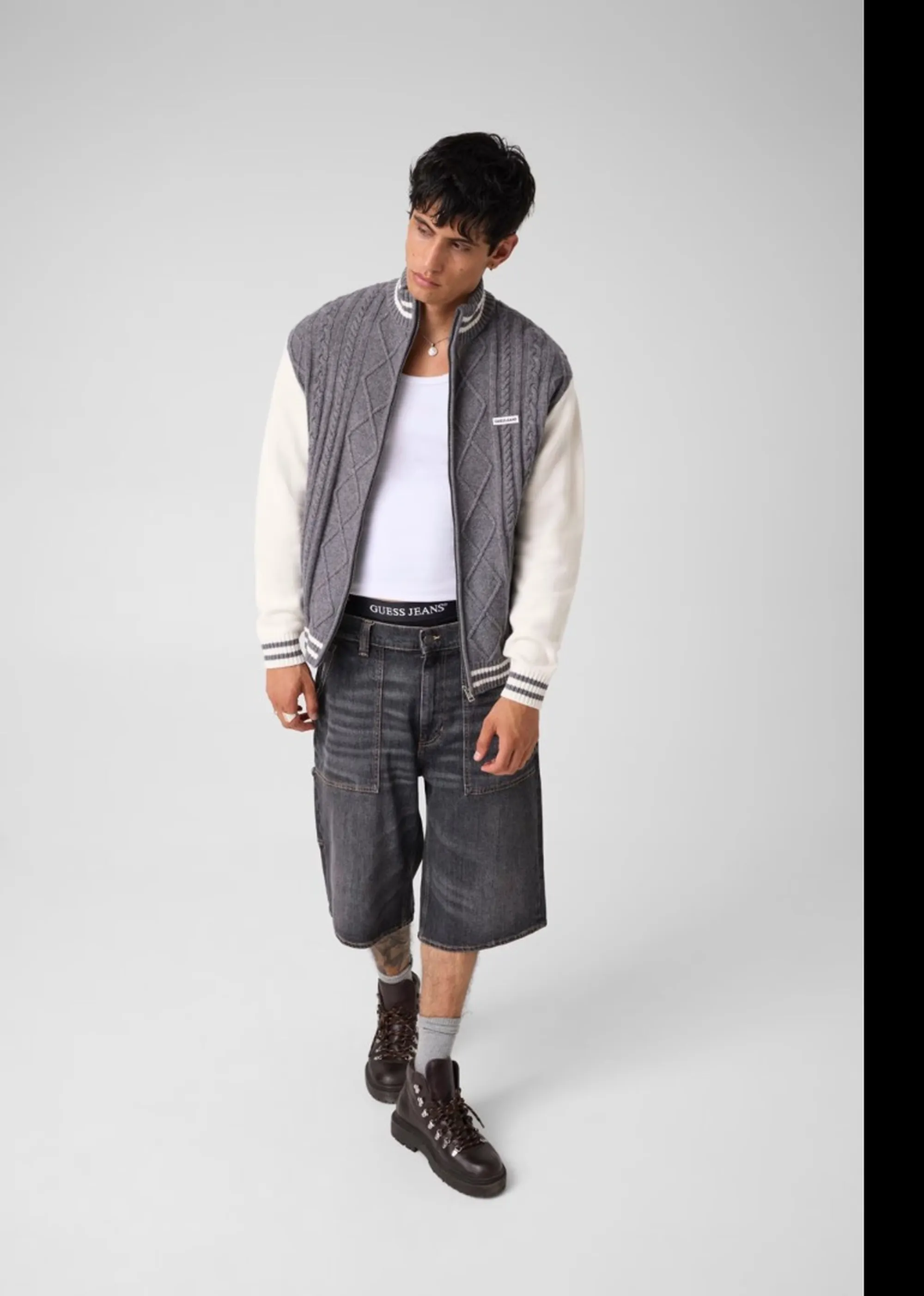 Guess Jeans B'Bomber Cardigan With Zip' Grey M6Br09Z1232 187948