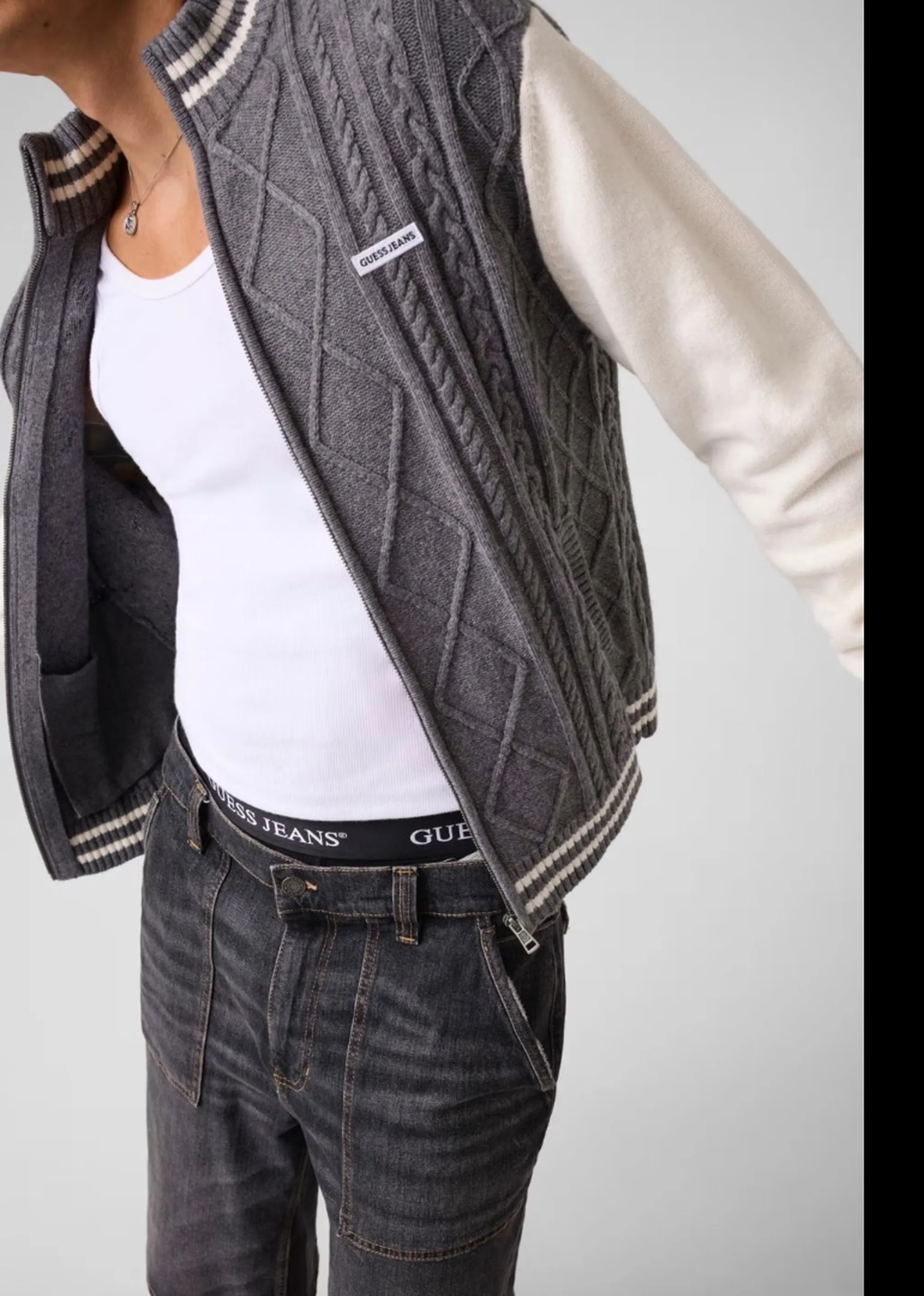 Guess Jeans B'Bomber Cardigan With Zip' Grey M6Br09Z1232 187950