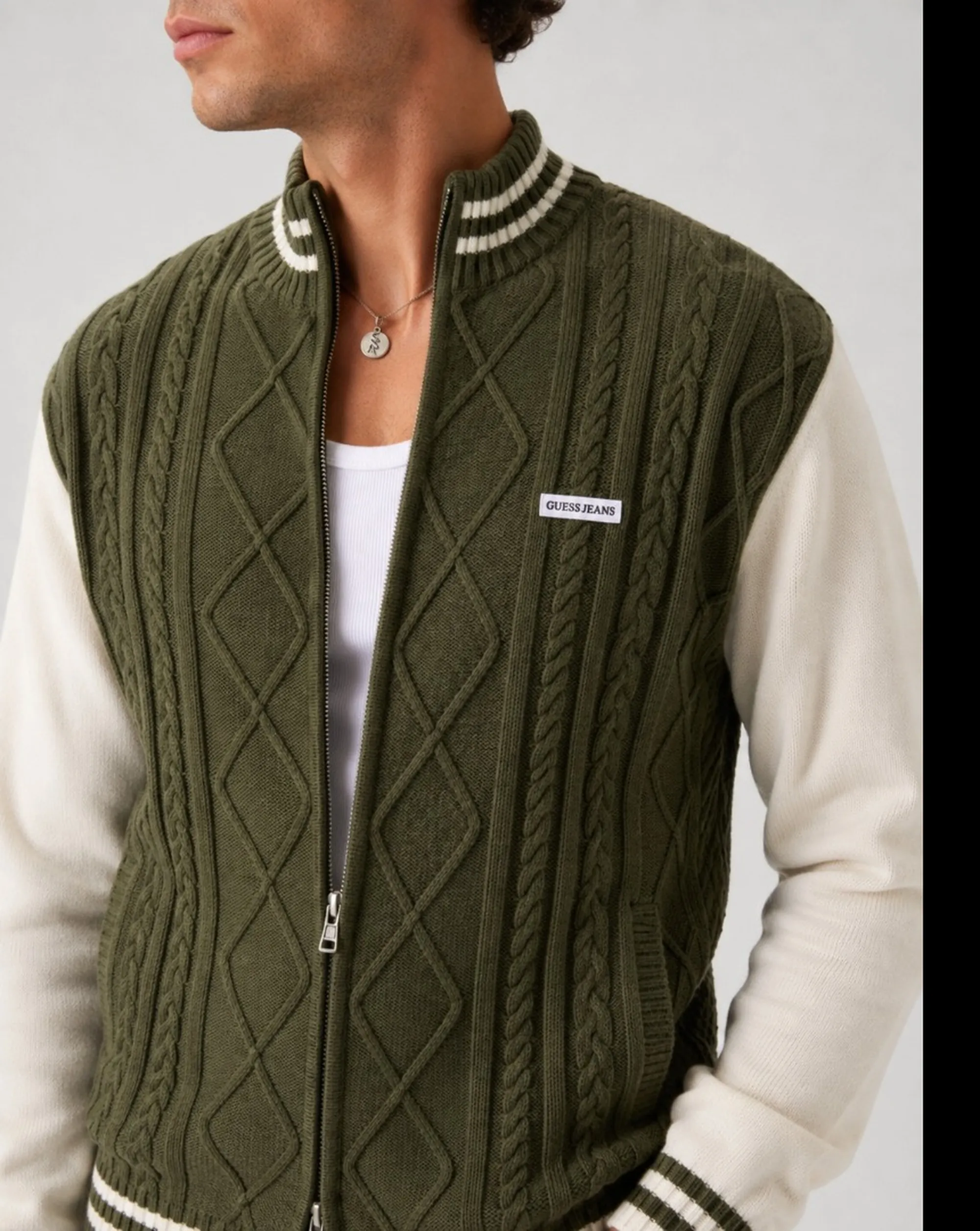 Guess Jeans B'Bomber Cardigan With Zip' Olive M6Br09Z1232 187952