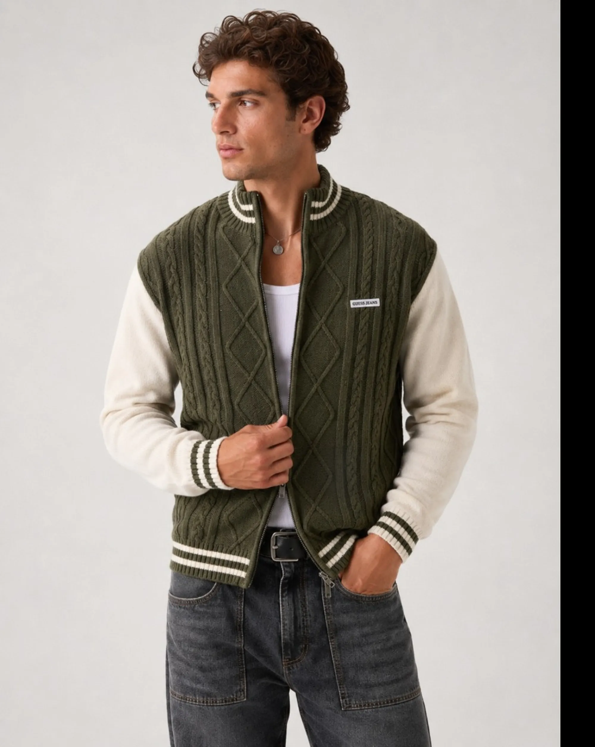 Guess Jeans B'Bomber Cardigan With Zip' Olive M6Br09Z1232 187953