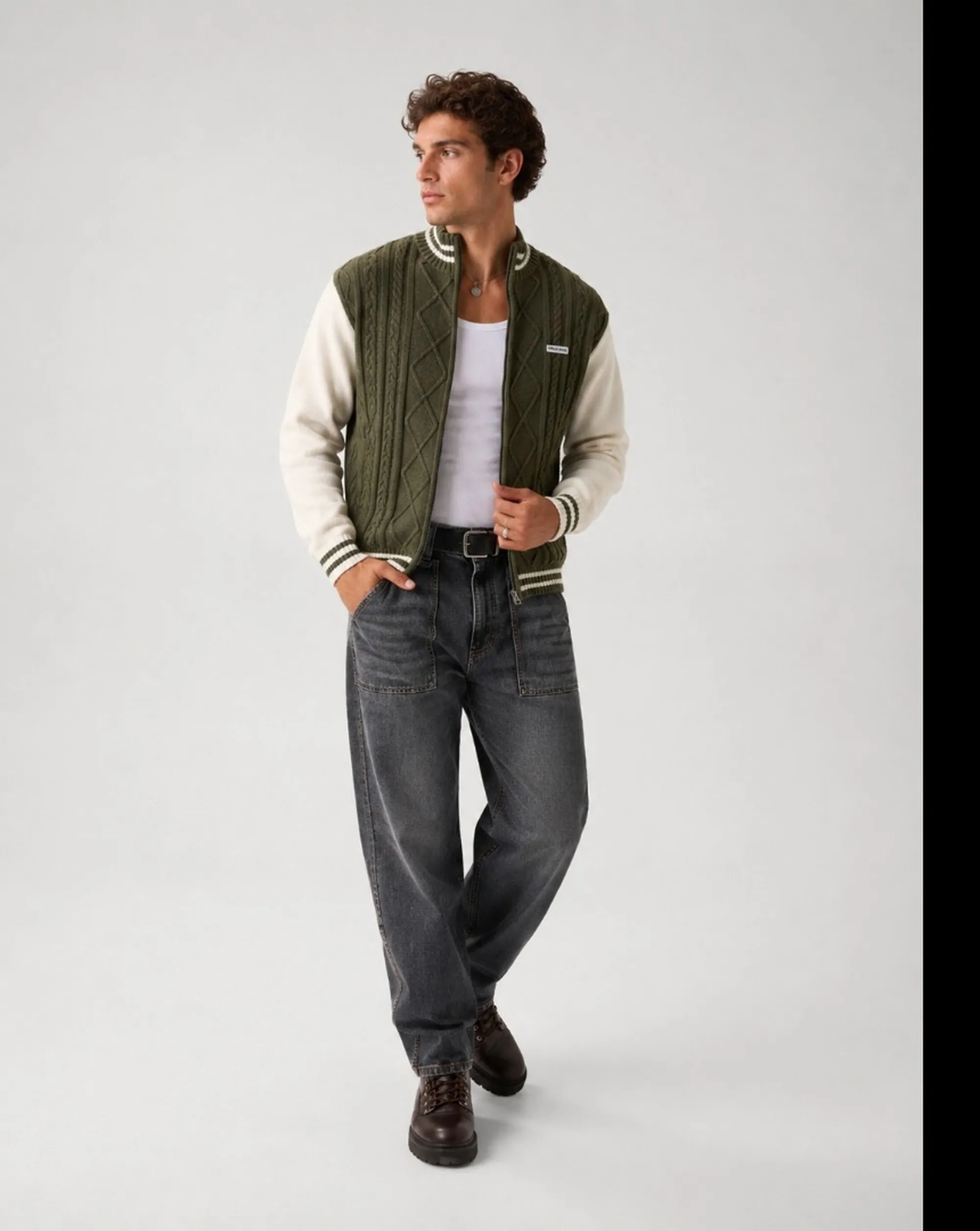 Guess Jeans B'Bomber Cardigan With Zip' Olive M6Br09Z1232 187954