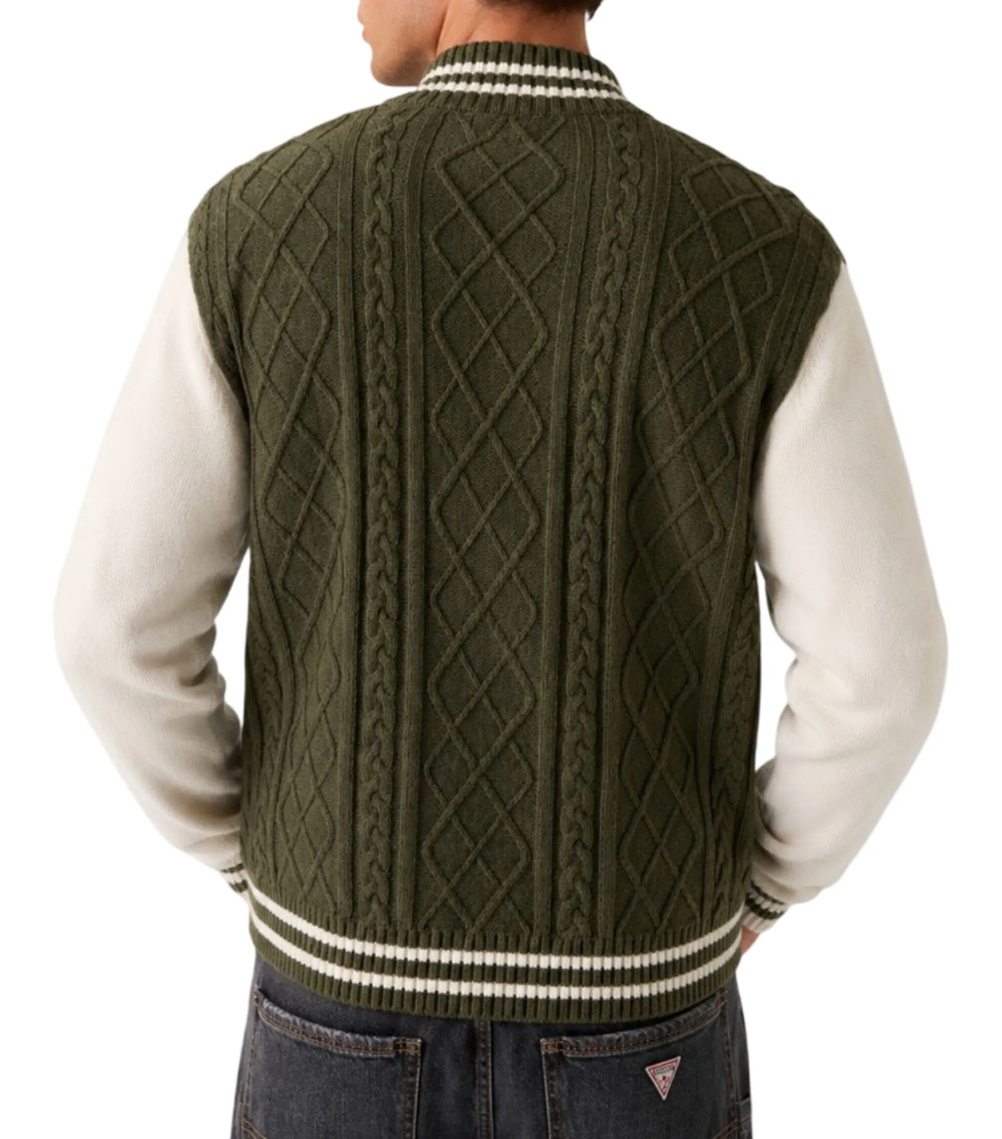 Guess Jeans Cardigan Bomber Con Cerniera Olive M6Br09Z1232 188060